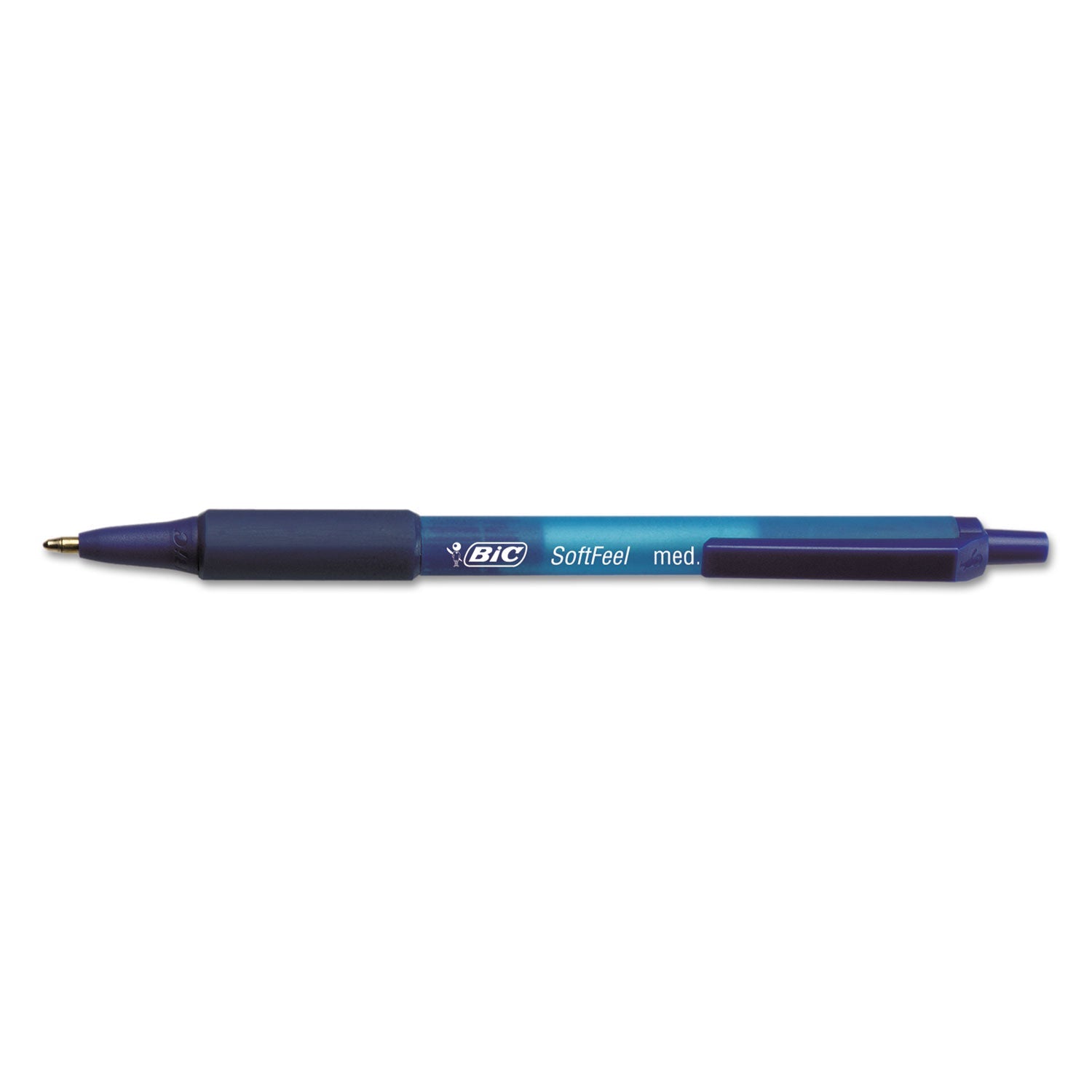 BIC® Soft Feel Ballpoint Pen, Retractable, Medium 1 Mm, Blue Ink, Blue Barrel, Dozen