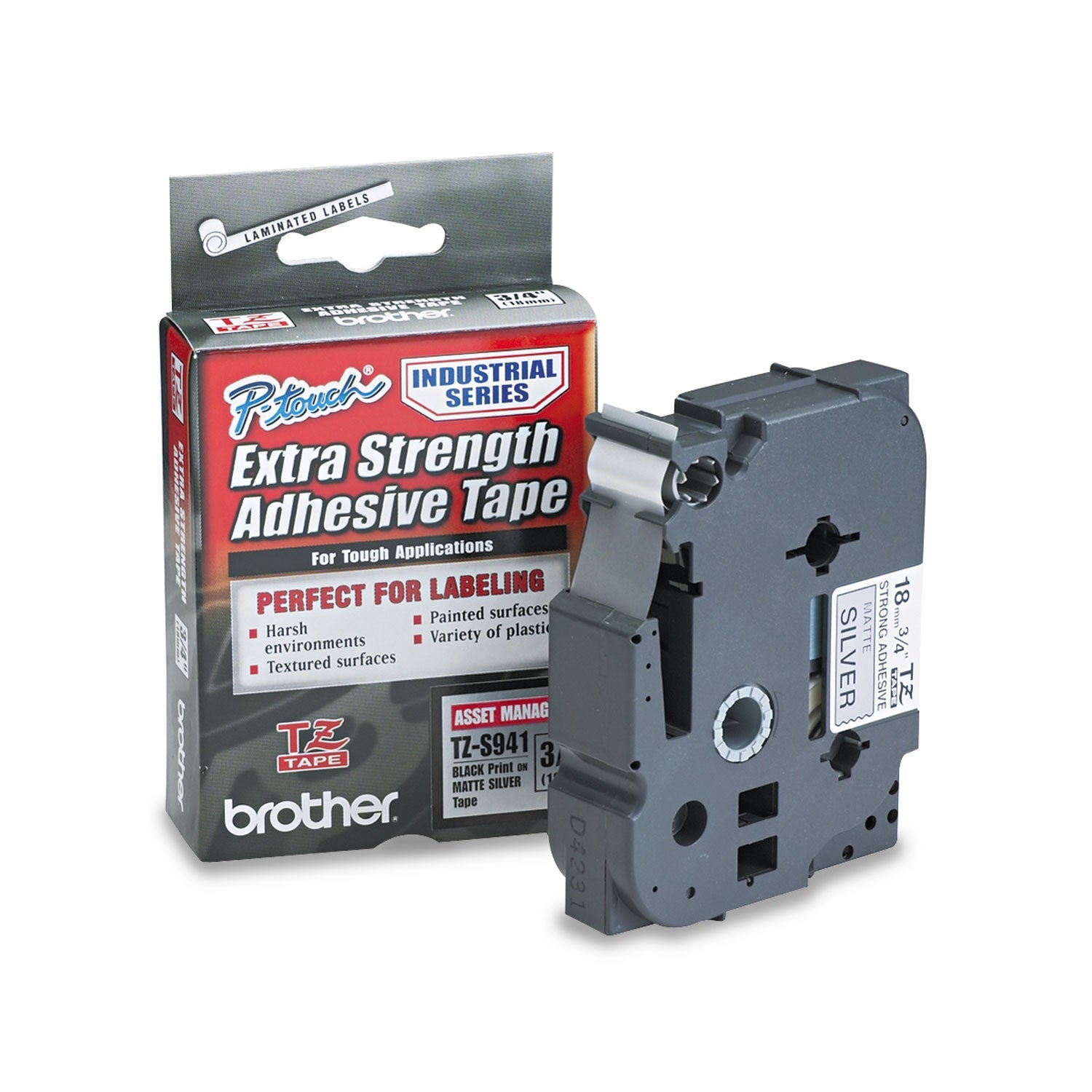 Extra-Strength Label Tape | 0.7" Black/Silver