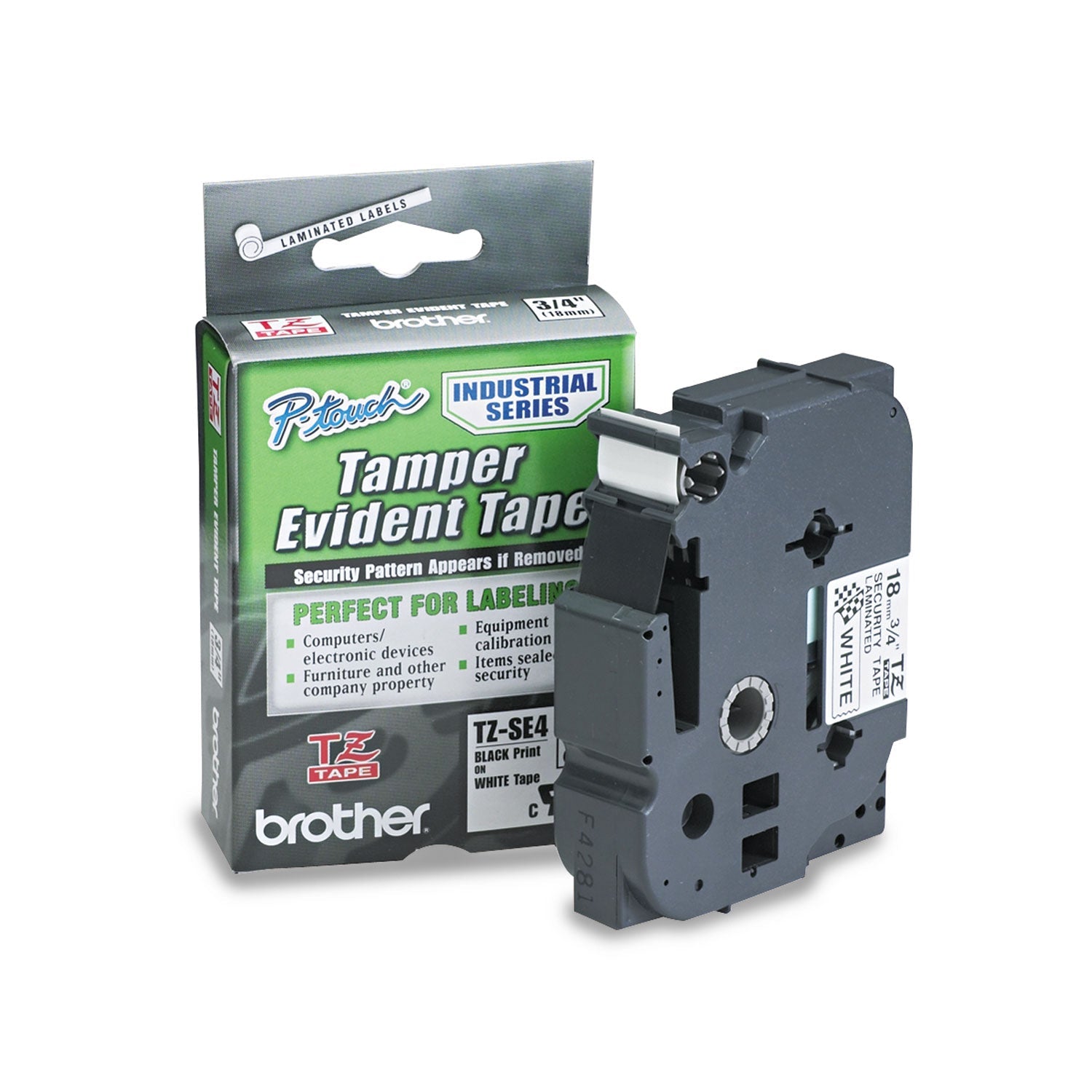 P-Touch Security Tape Cartridge | Black on White