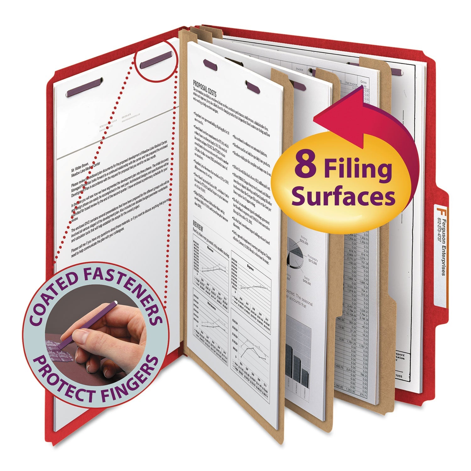 Classification Folders | Smead Eight-Section Red
