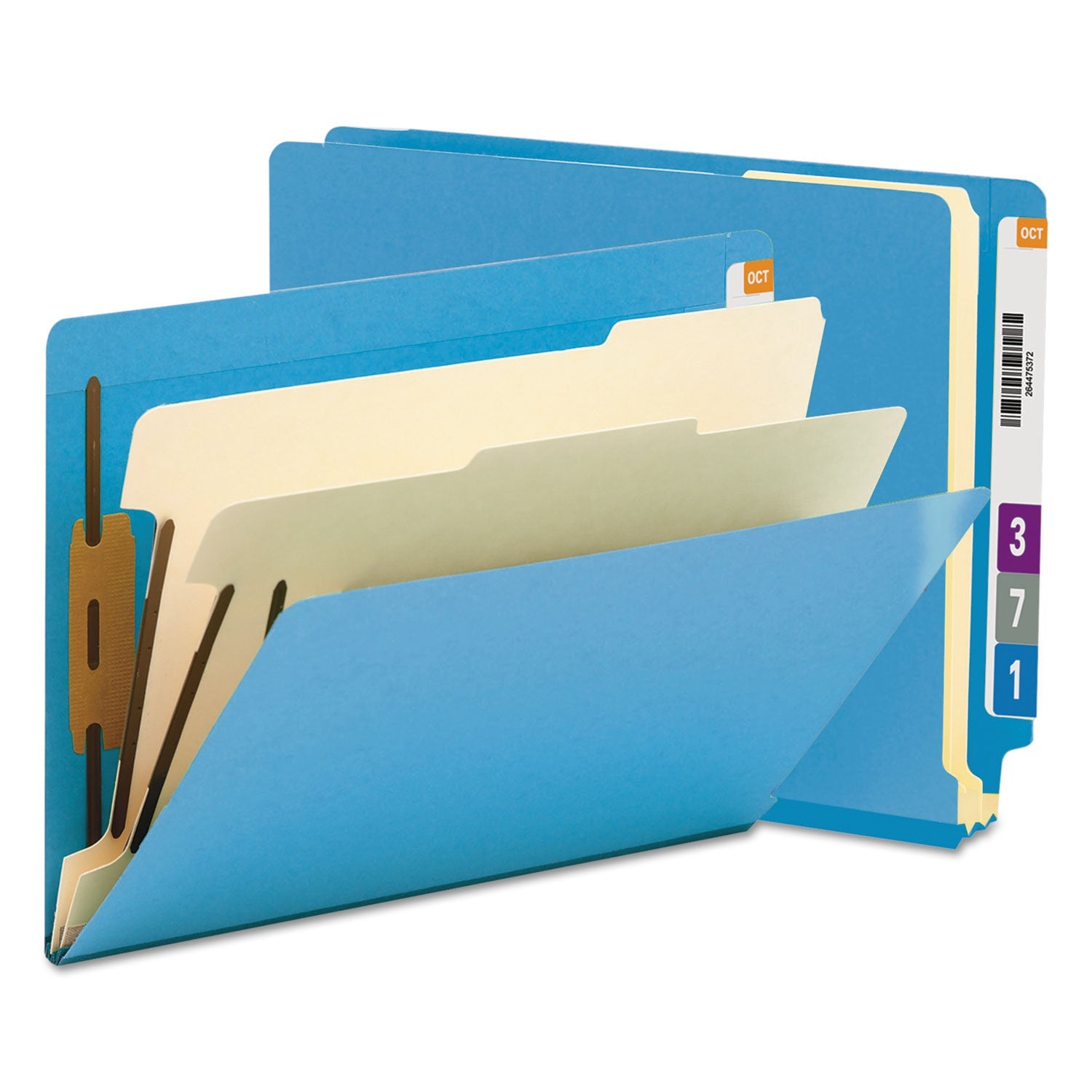 Colored End Tab Classification Folders | Blue