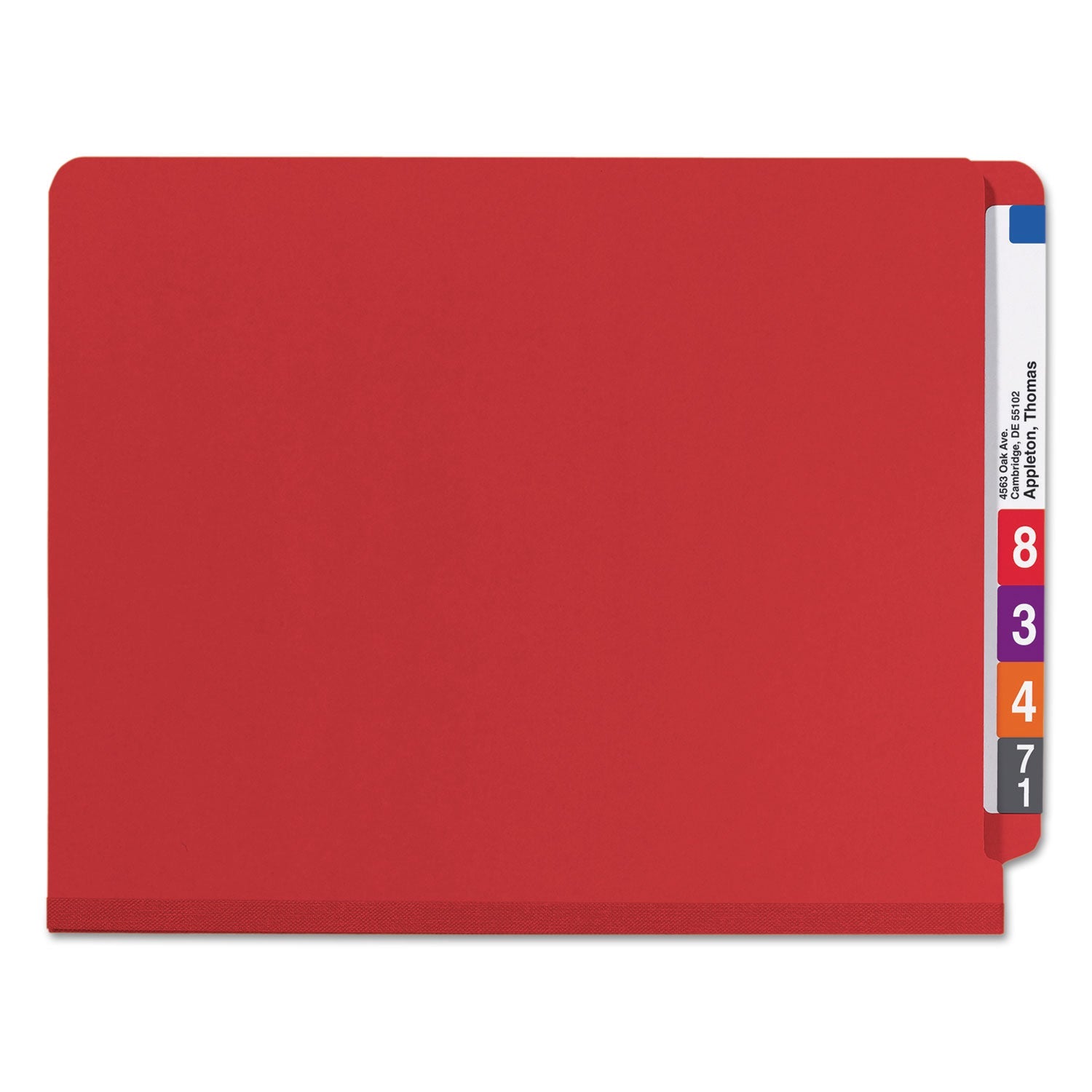 Smead End Tab Pressboard Classification Folders, Six SafeSHIELD Fasteners, 2" Expansion, 2 Dividers, Letter Size, Bright Red, 10/BX