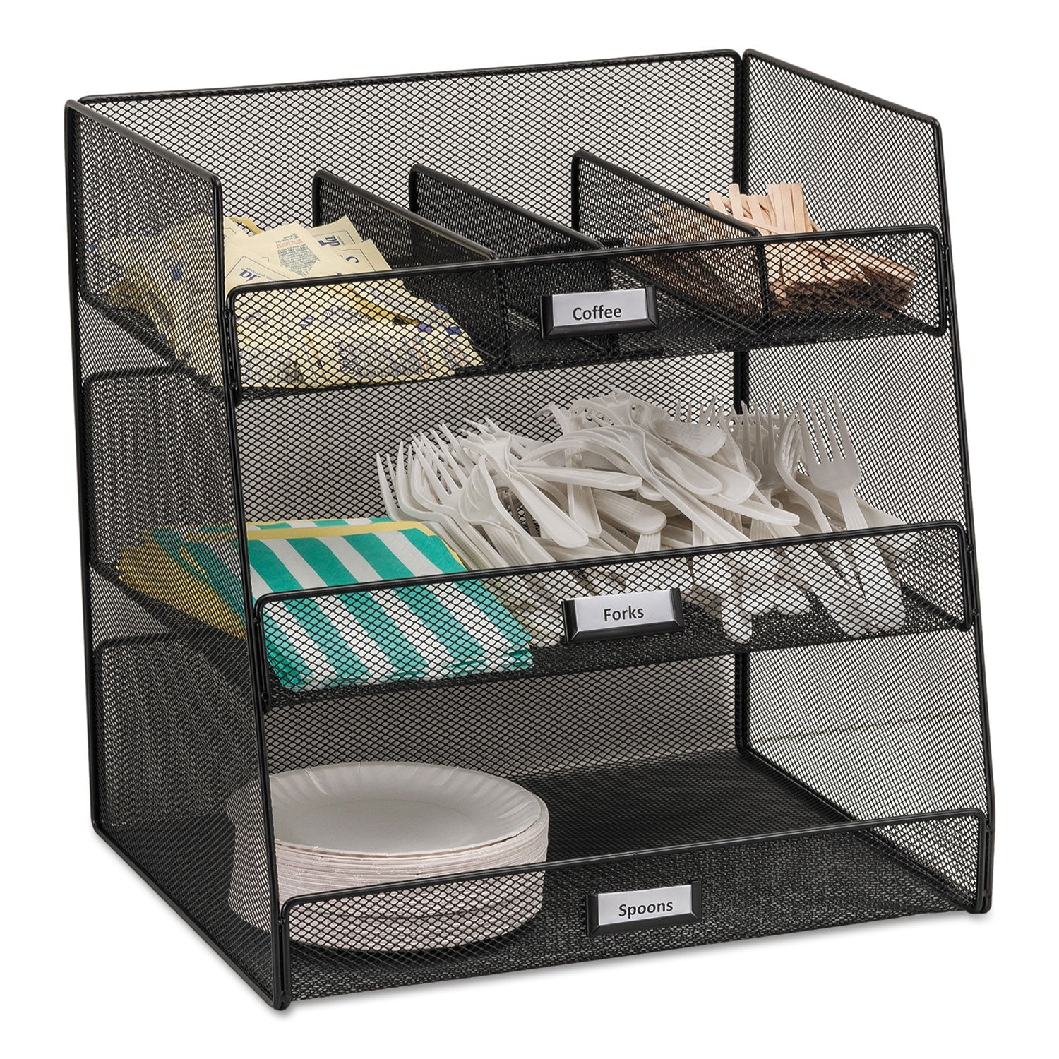 Onyx Breakroom Organizer | 3 Compartments, Blk