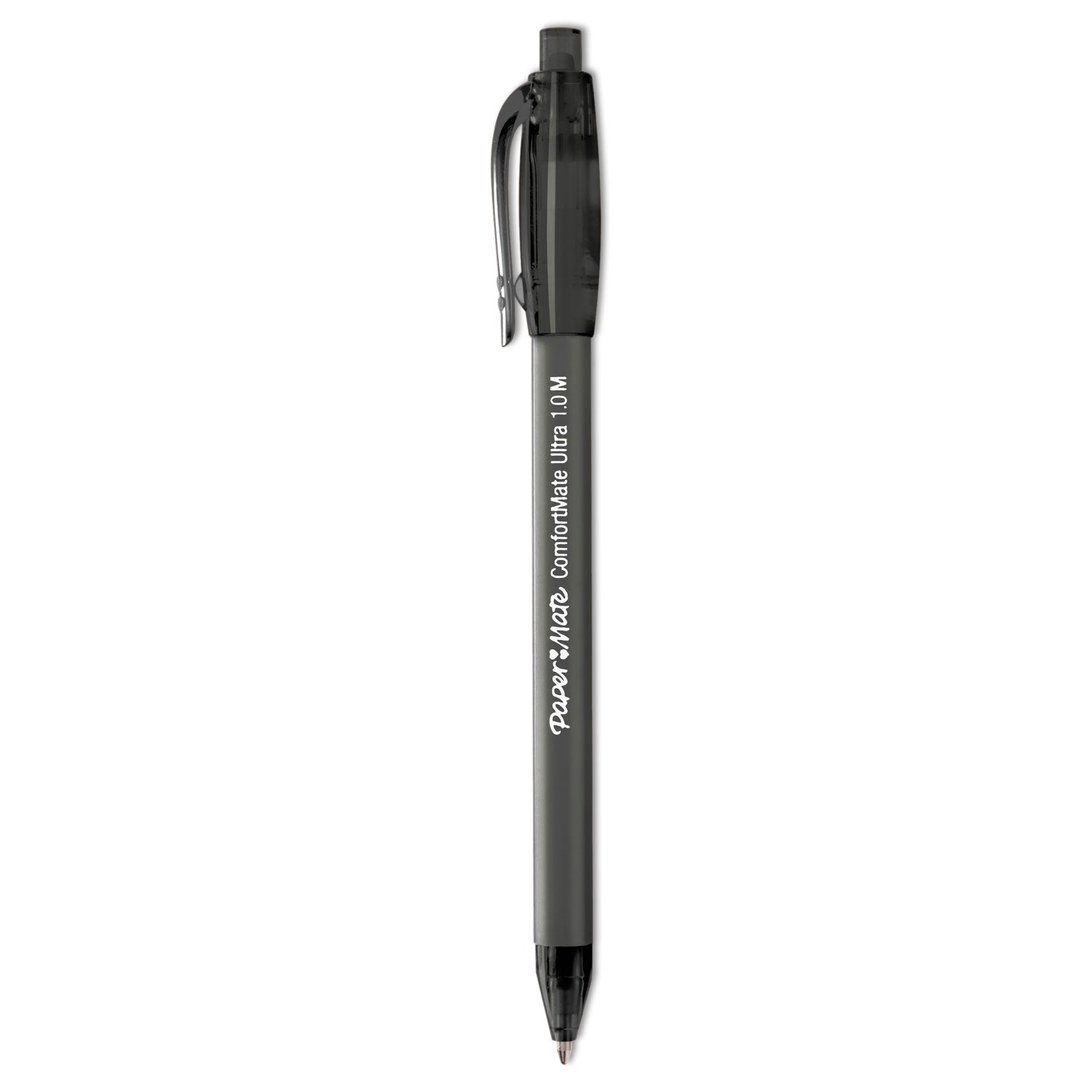 Paper Mate® Comfortmate Ultra Ballpoint Pen, Retractable, Fine 0.8 Mm, Black Ink, Black Barrel, Dozen - Bloom Skins