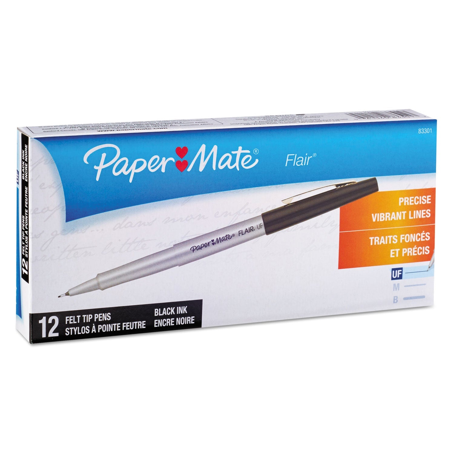 Flair Felt Tip Pen | Black, Ultra-Fine, Dozen