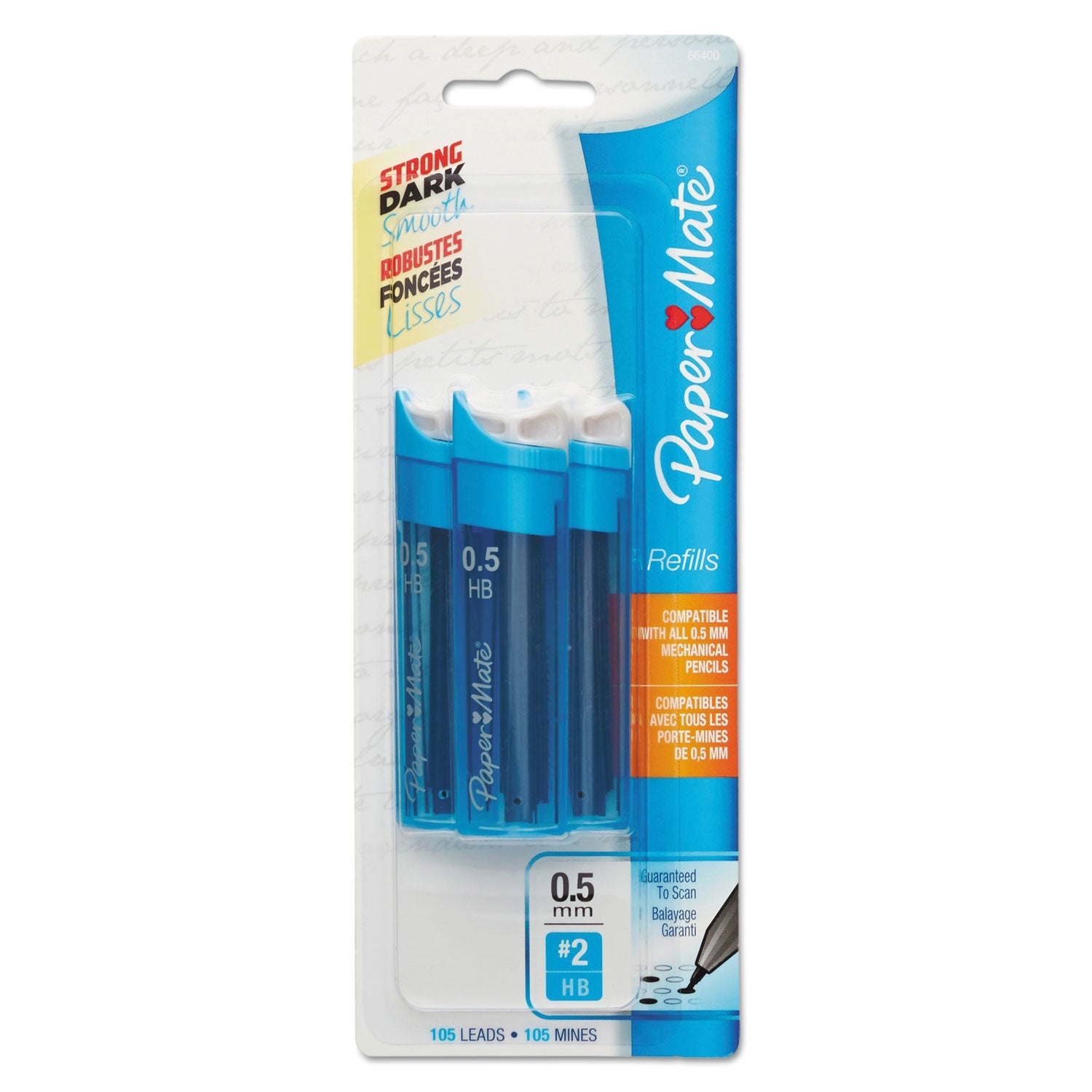 Paper Mate® Lead Refills, 0.5 Mm, Hb, Black, 35/Tube, 3 Tubes/Pack