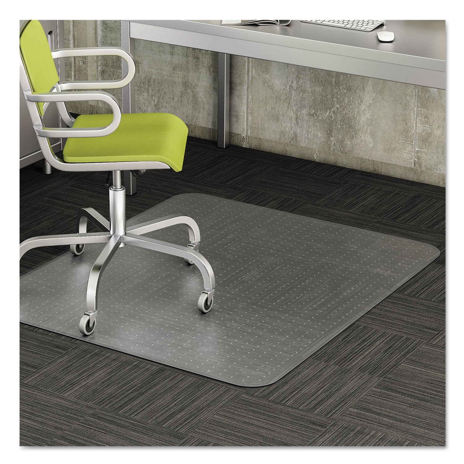 deflecto® Duramat Moderate Use Chair Mat, Low Pile Carpet, Flat, 46 X 60, Rectangle, Clear