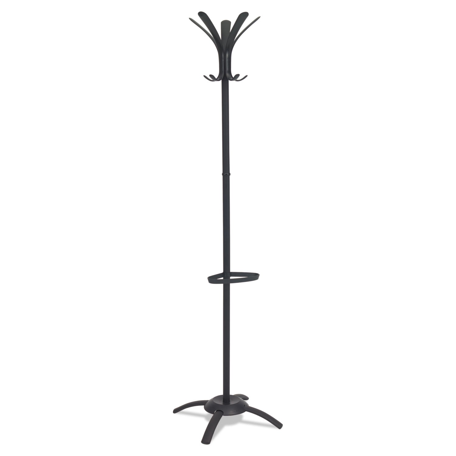 Alba™ Cleo Coat Stand, Stand Alone Rack, Ten Knobs, Steel/plastic, 19.75w X 19.75d X 68.9h, Black