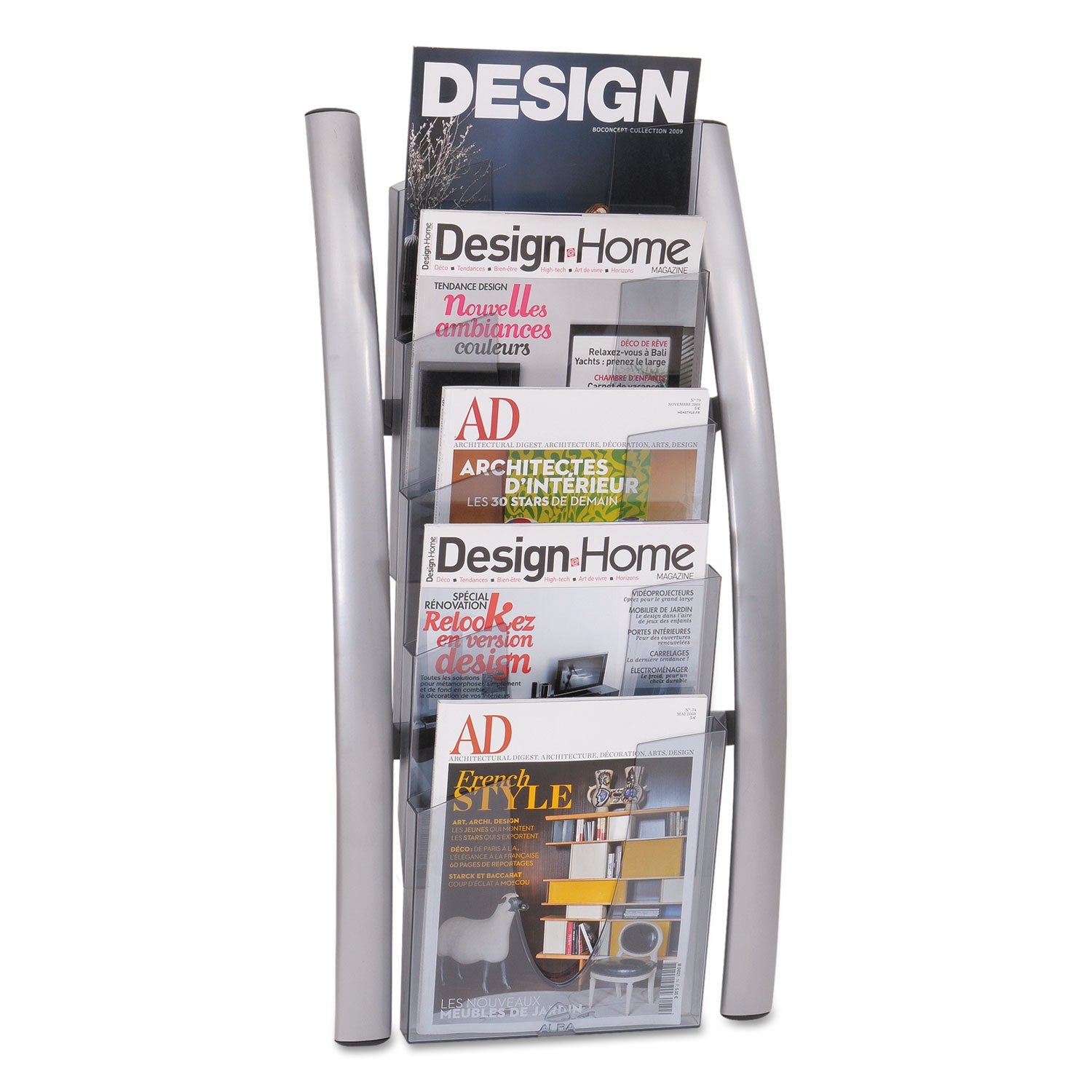 Alba™ Wall Literature Display, 13w x 3.5d x 28.5h, Silver Gray/Translucent