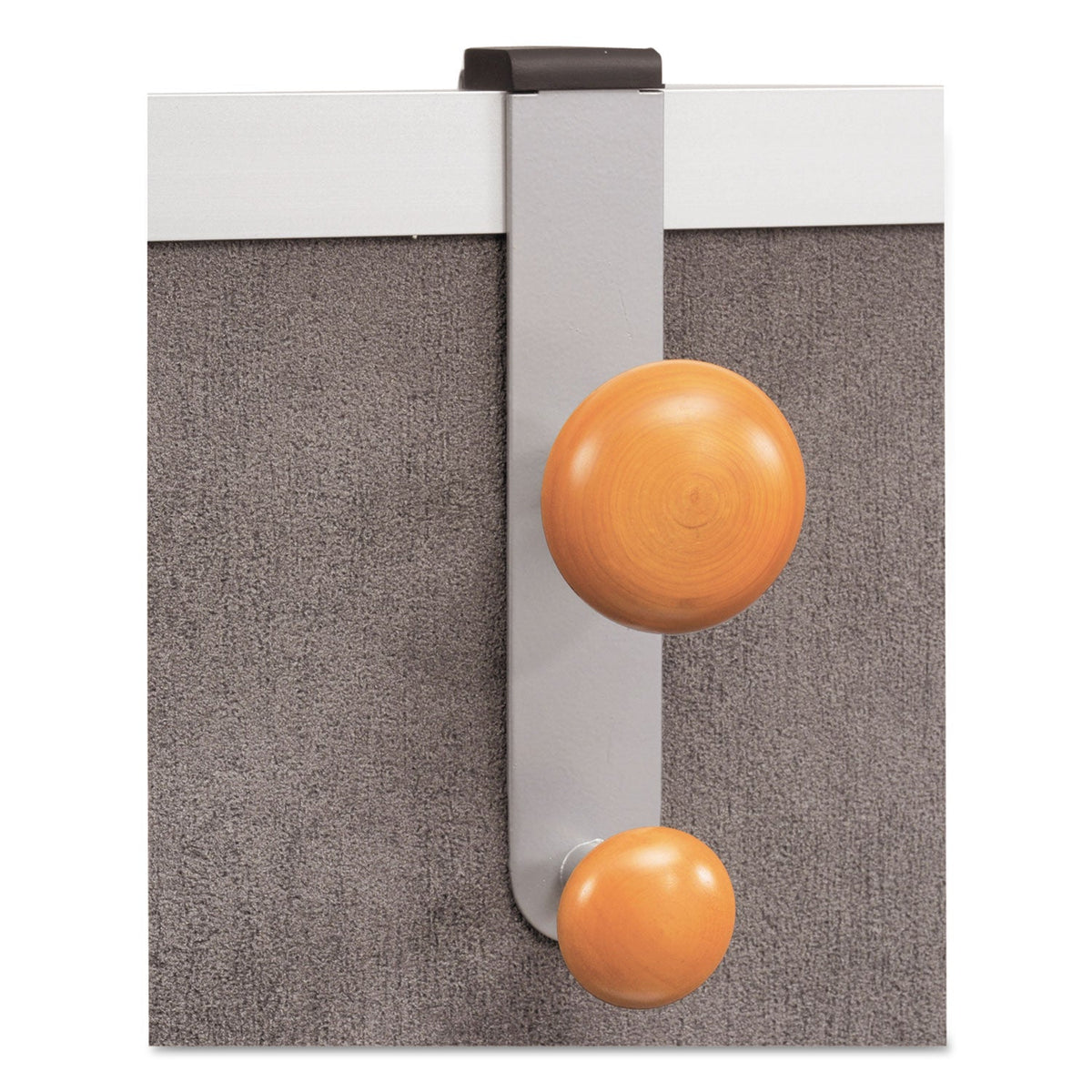 Alba™ Cubicle Garment Peg, 2-Hook, 1.2 x 1.38 x 7.9, Wood, Metallic Gray, 1.5 lb Capacity