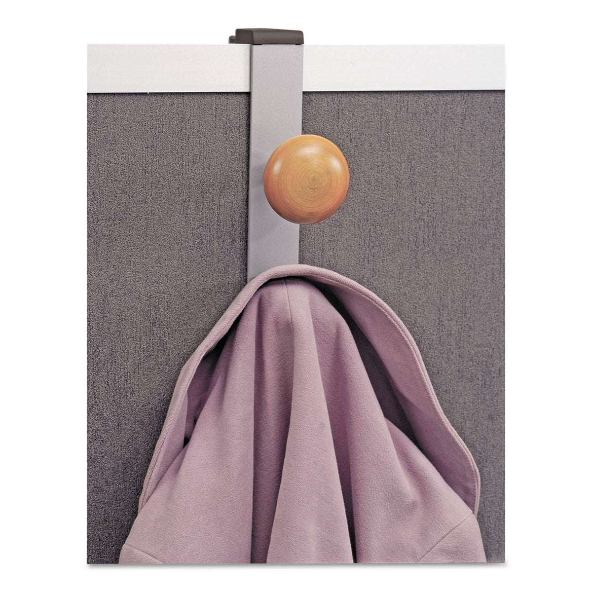 Alba™ Cubicle Garment Peg, 2-Hook, 1.2 x 1.38 x 7.9, Wood, Metallic Gray, 1.5 lb Capacity