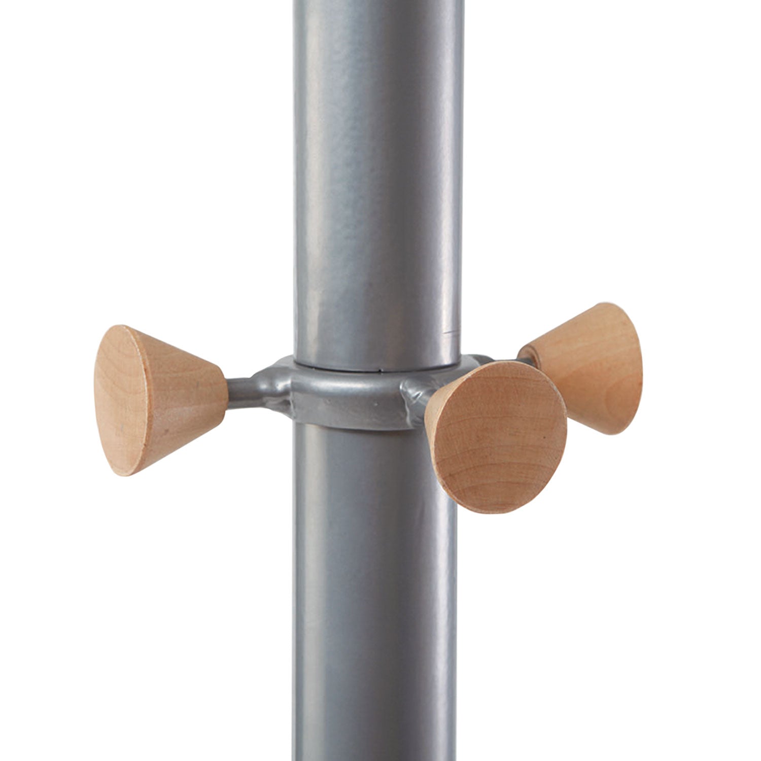 Alba™ Wavy Coat Tree, Six Hangers/Two Knobs/Four Hooks, 18.88w x 14d x 68.5h, Silver/Wood