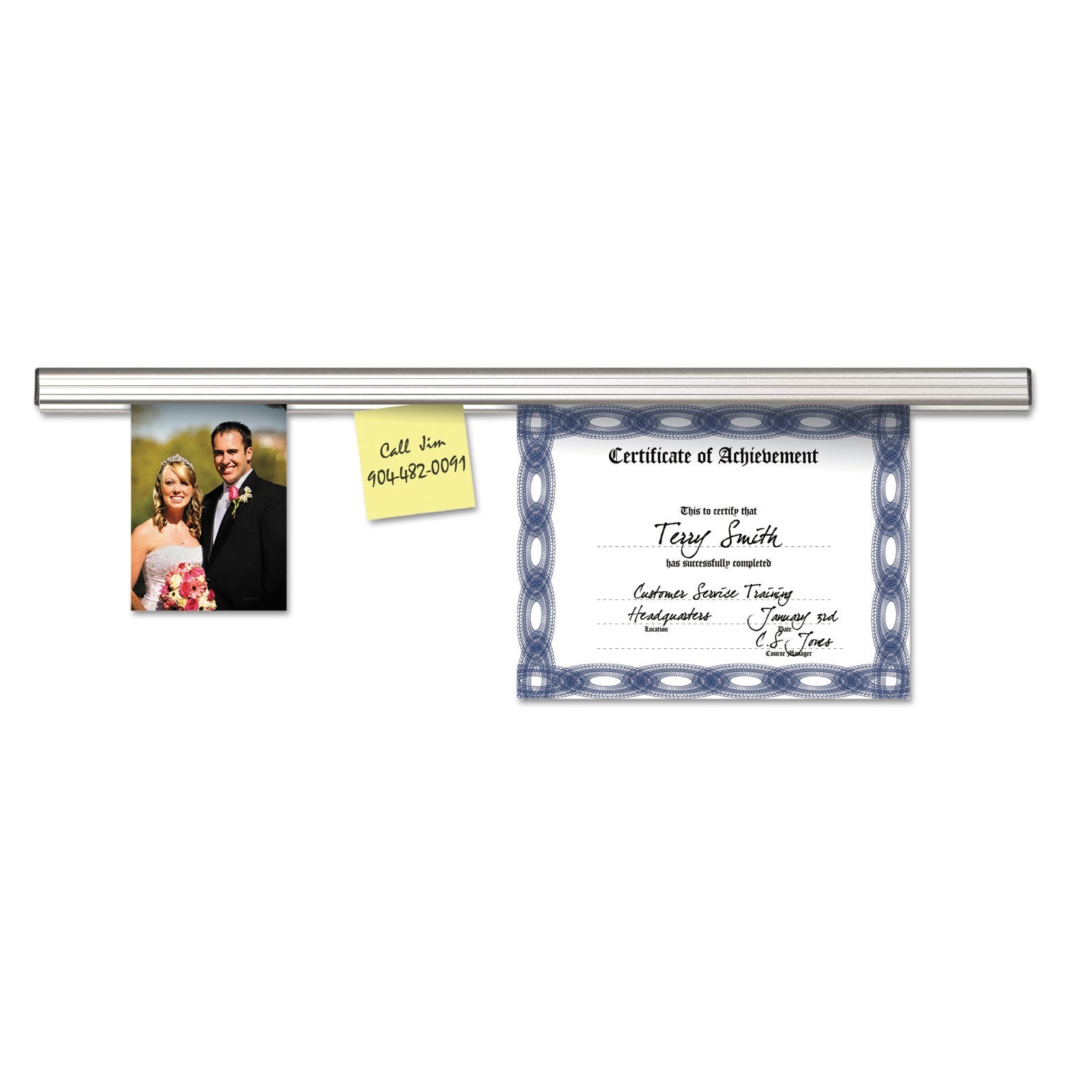 Advantus Grip-A-Strip Display Rails, 1.5" x 48", Satin Aluminum