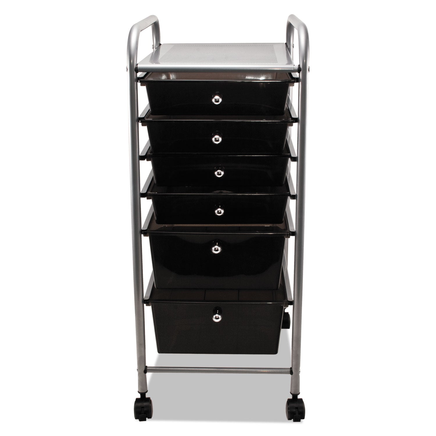 Advantus Portable Drawer Organizer, Metal, 1 Shelf, 6 Drawers, 13" x 15.38" x 32.13", Matte Gray/Smoke
