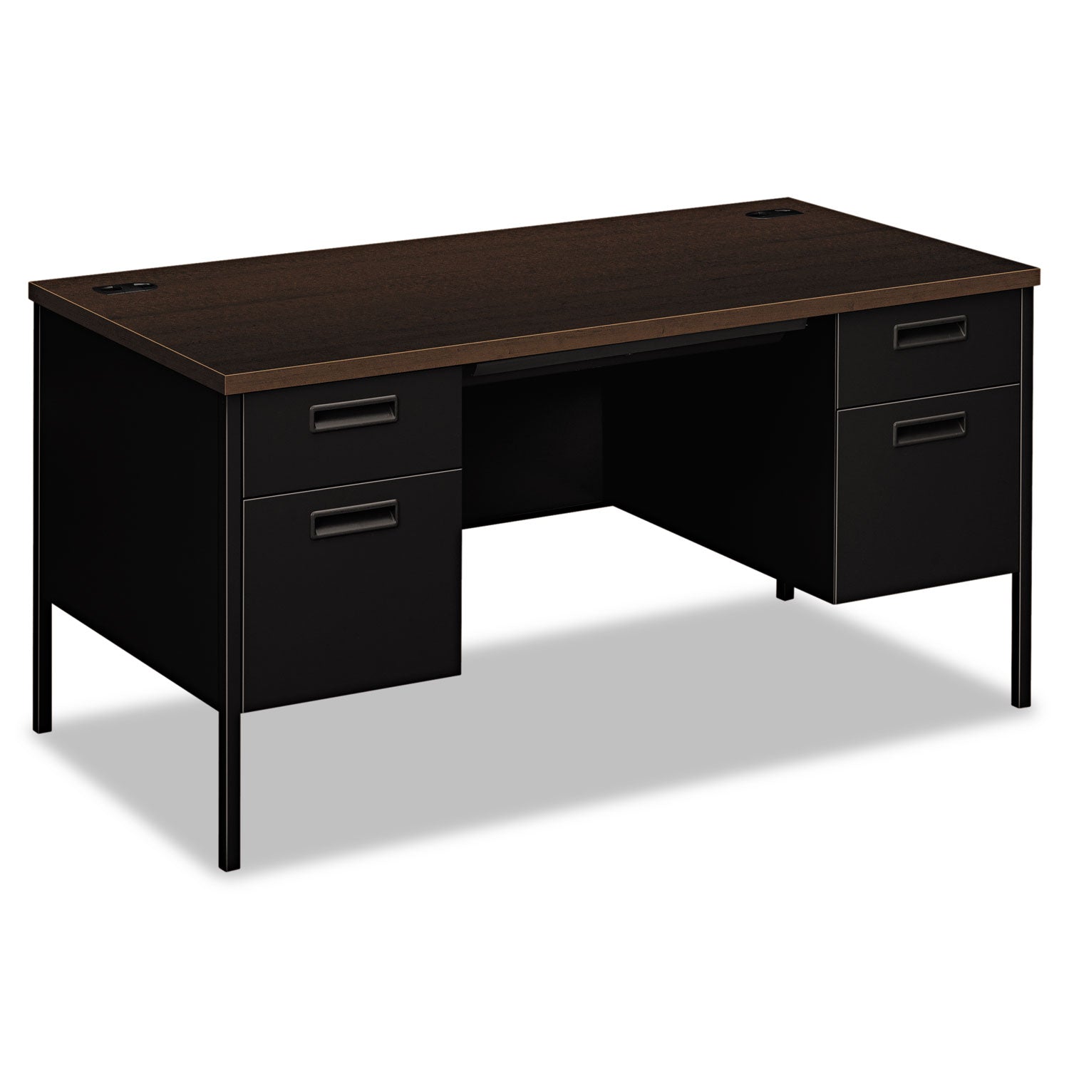 Double Pedestal Desk | 60" Mocha/Black