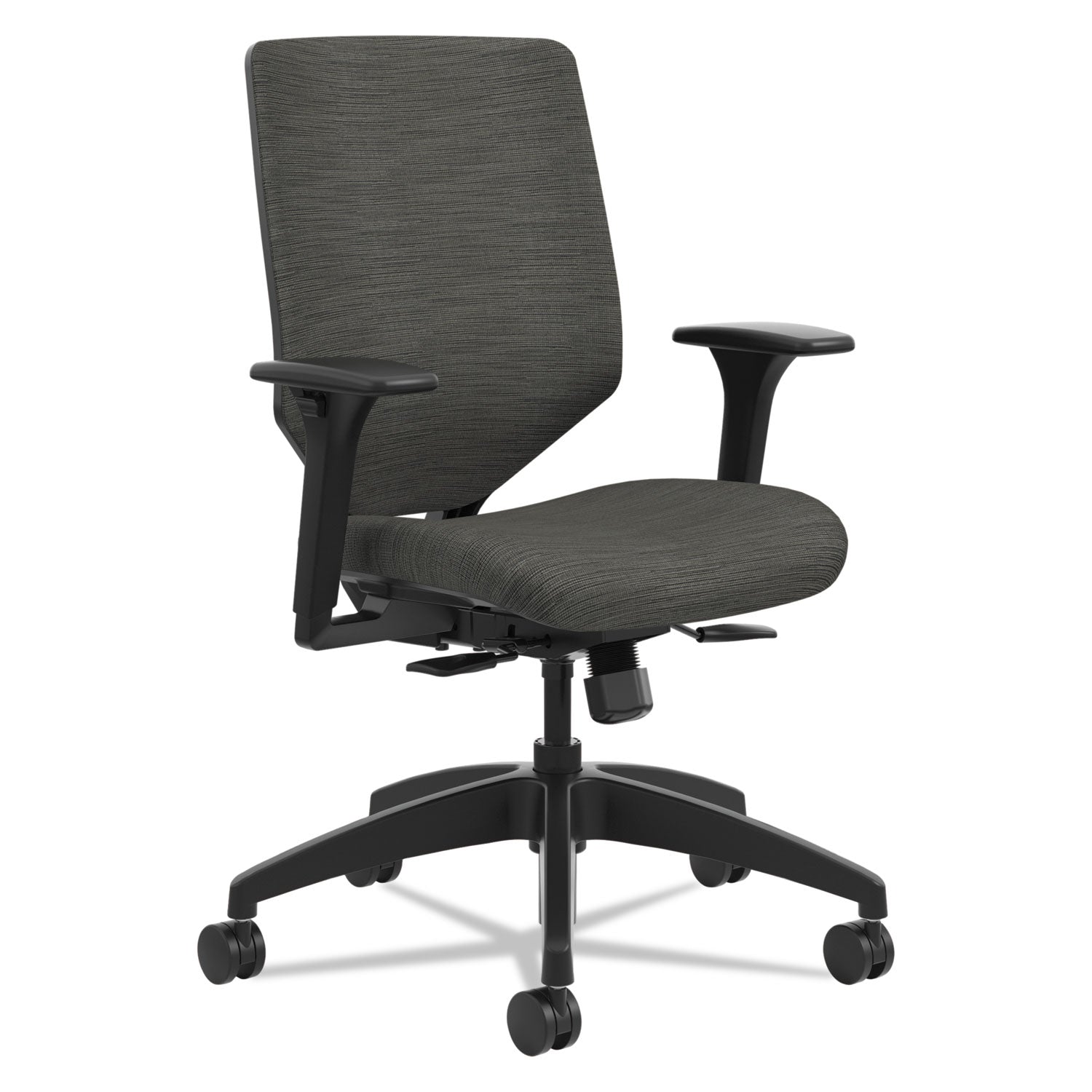 HON® Solve Series Upholstered Back Task Chair, Supports Up To 300 Lb, 17" To 22" Seat Height, Ink Seat/back, Black Base