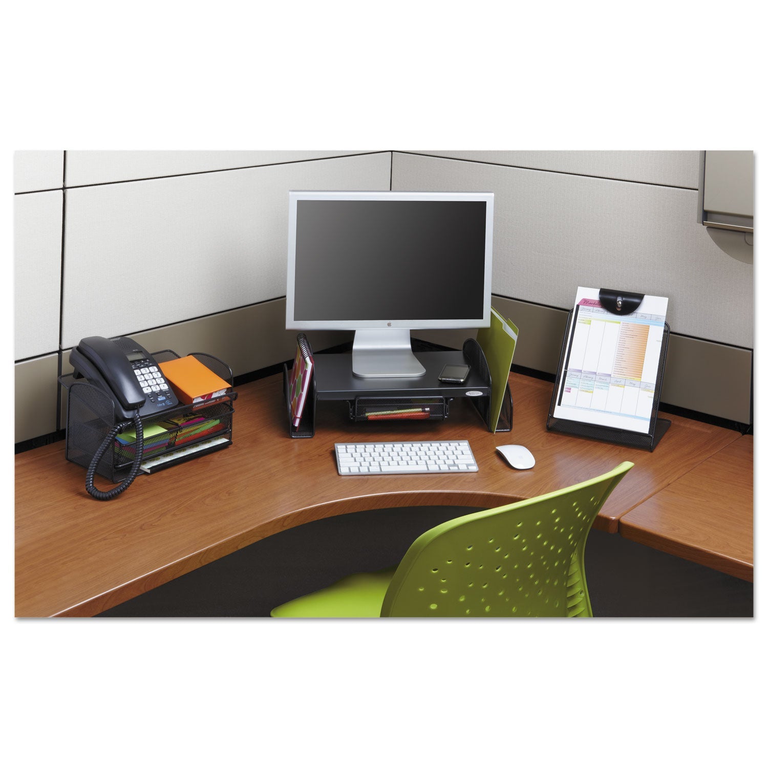 Safco® Onyx Angled Mesh Steel Telephone Stand, 11.75 X 9.25 X 7, Black