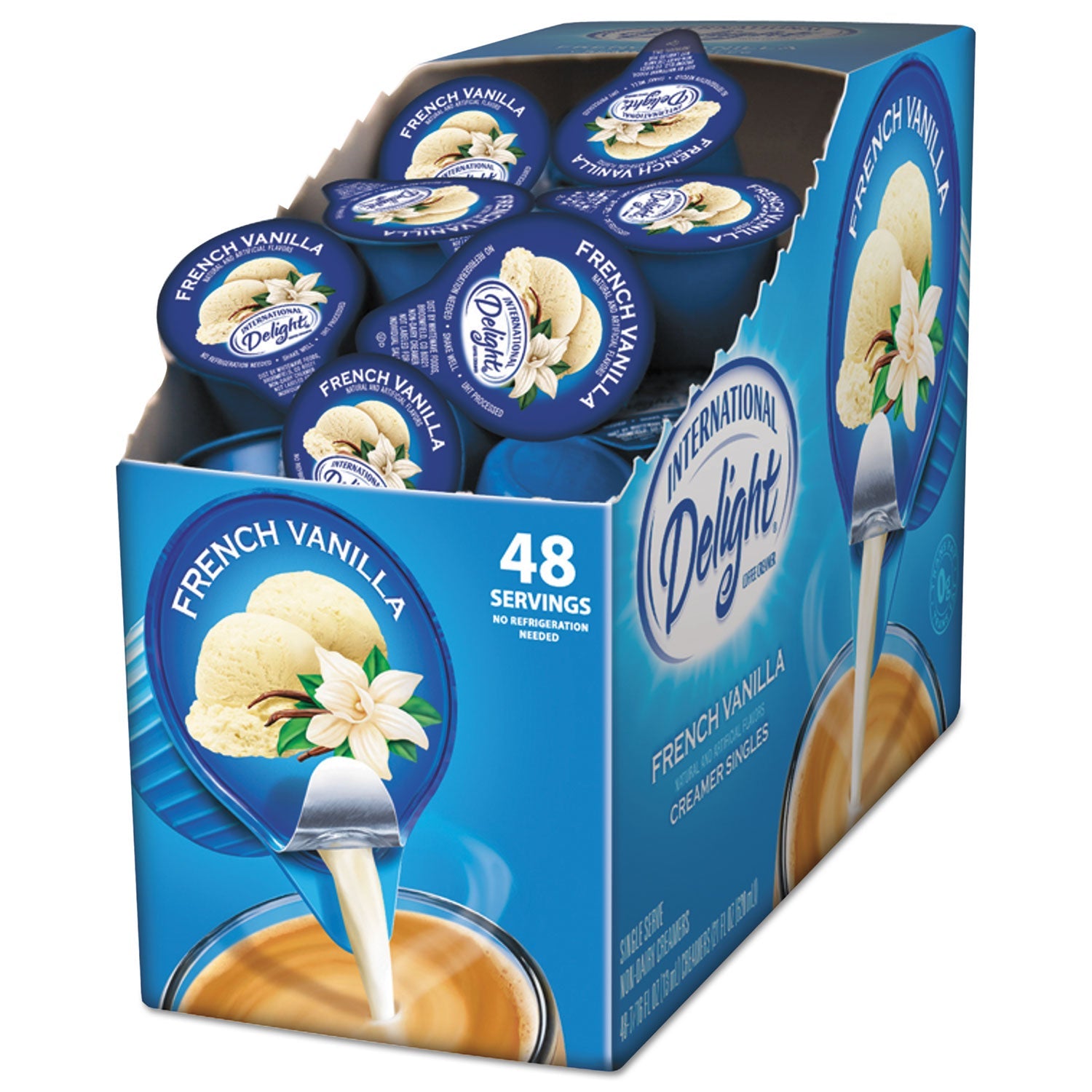 International Delight® Flavored Liquid Non-Dairy Coffee Creamer, French Vanilla, 0.44 oz Mini Cups, 48/Box