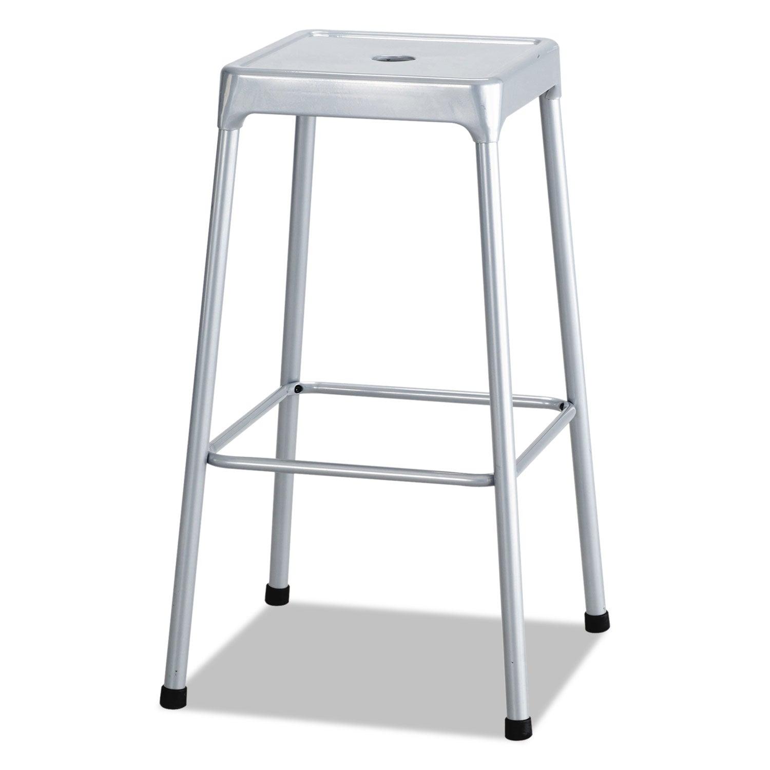 Safco® Bar-Height Steel Stool, Backless, Supports Up To 250 Lb, 29" Seat Height, Silver