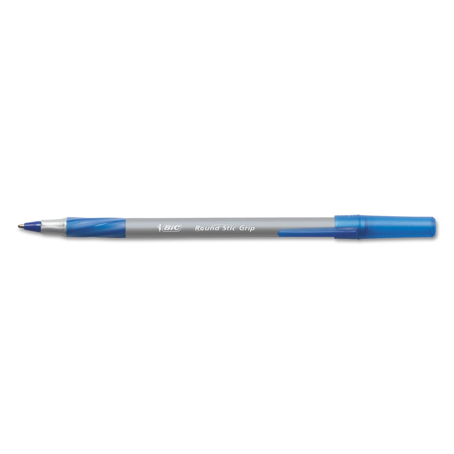 BIC® Round Stic Grip Xtra Comfort Ballpoint Pen Value Pack, Easy-Glide, Stick, Medium 1.2 Mm, Blue Ink, Gray/blue Barrel, 36/pack