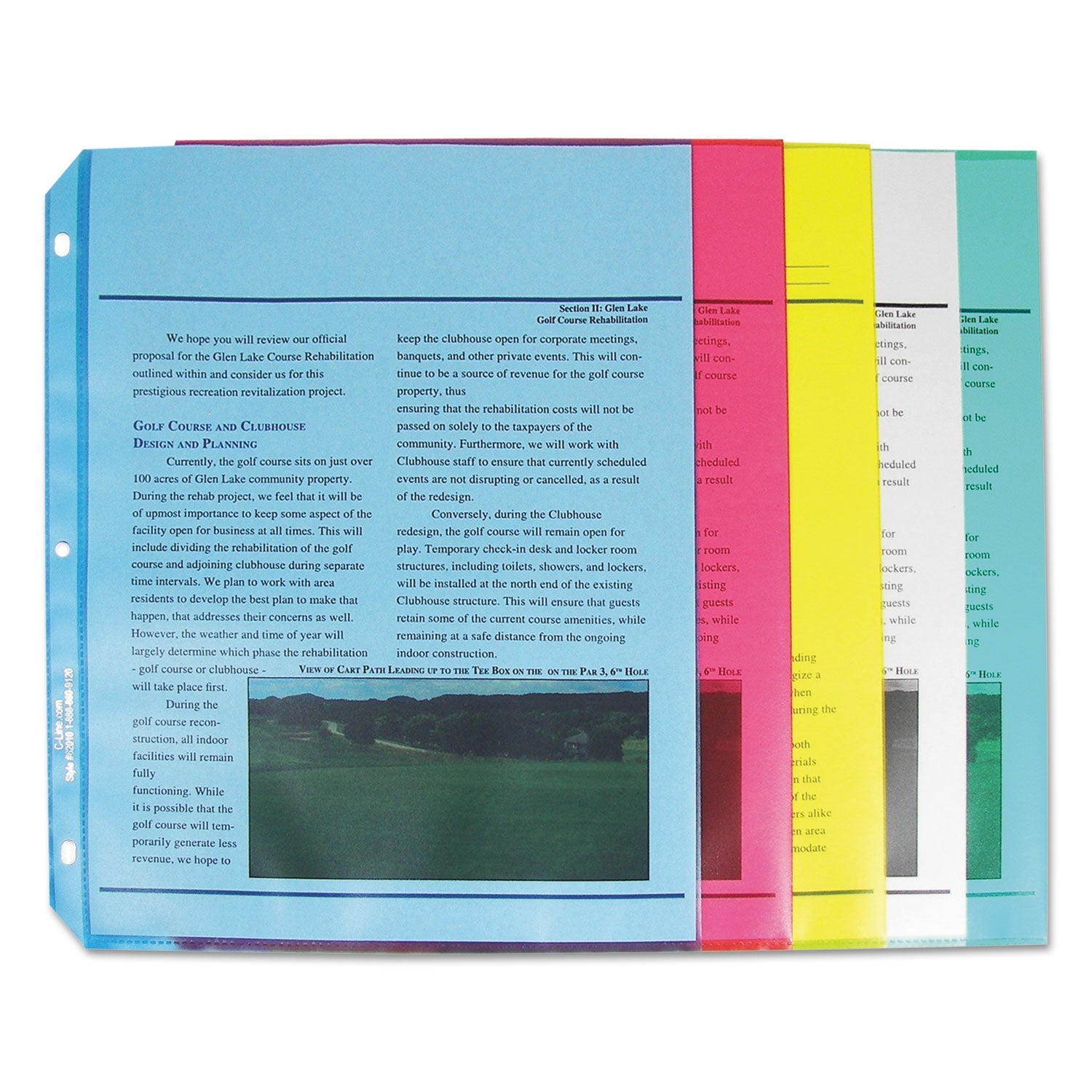 C-Line® Colored Polypropylene Sheet Protectors, Assorted Colors, 2", 11 x 8.5, 50/Box
