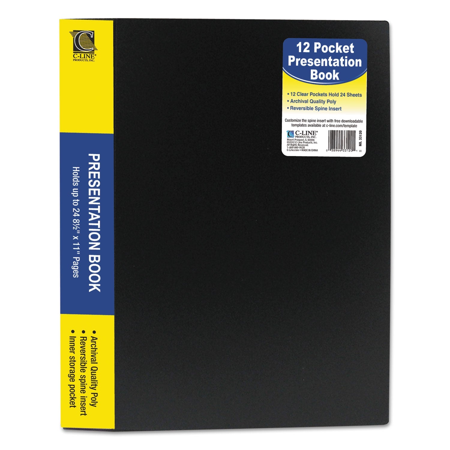 C-Line® Bound Sheet Protector Presentation Book, 12 Letter-Size Sleeves, Black - Bloom Skins
