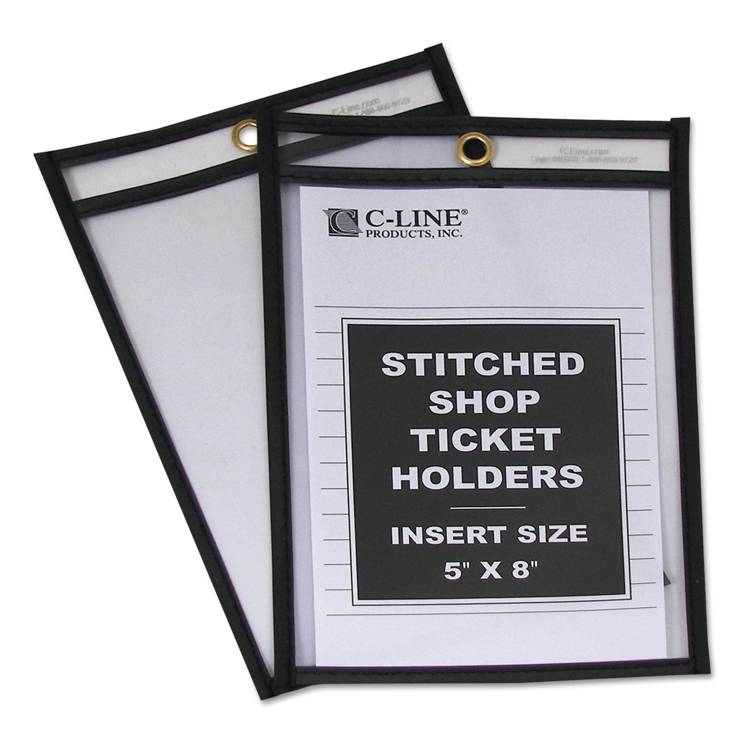 C-Line® Shop Ticket Holders, Stitched, Both Sides Clear, 25 Sheets, 5 X 8, 25/box