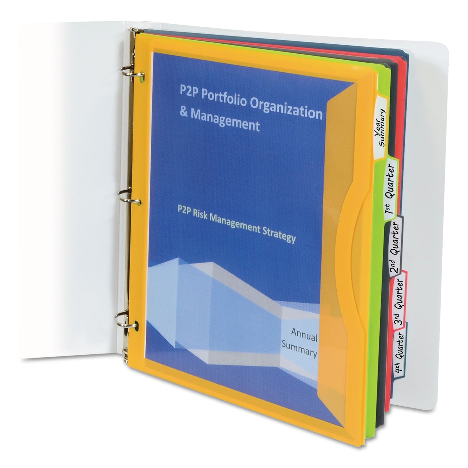 C-Line® Binder Pocket With Write-On Index Tabs, 9.88 X 11.38, Assorted, 5/set