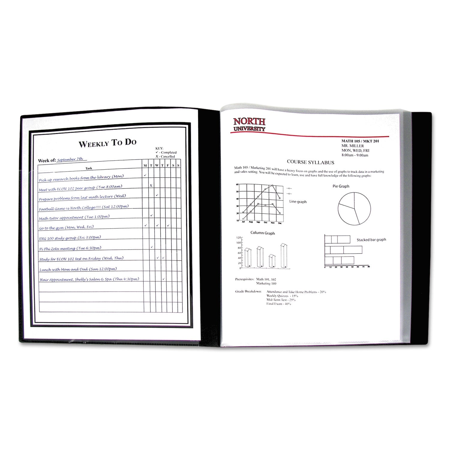 C-Line® Bound Sheet Protector Presentation Book, 12 Letter-Size Sleeves, Black - Bloom Skins