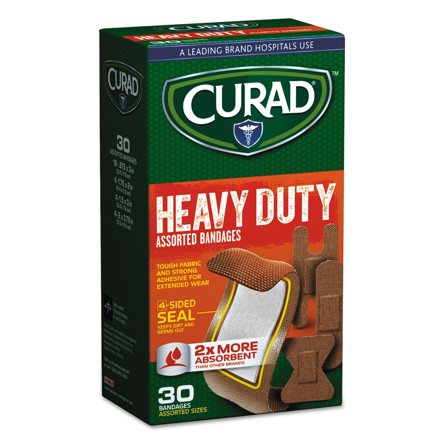 Curad® Heavy Duty Bandages, Assorted Sizes, 30/box - Bloom Skins