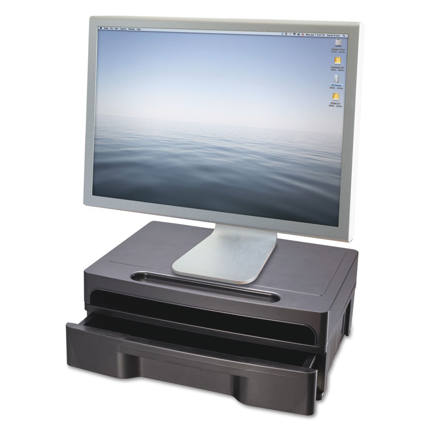 Officemate Monitor Stand With Drawer | Black