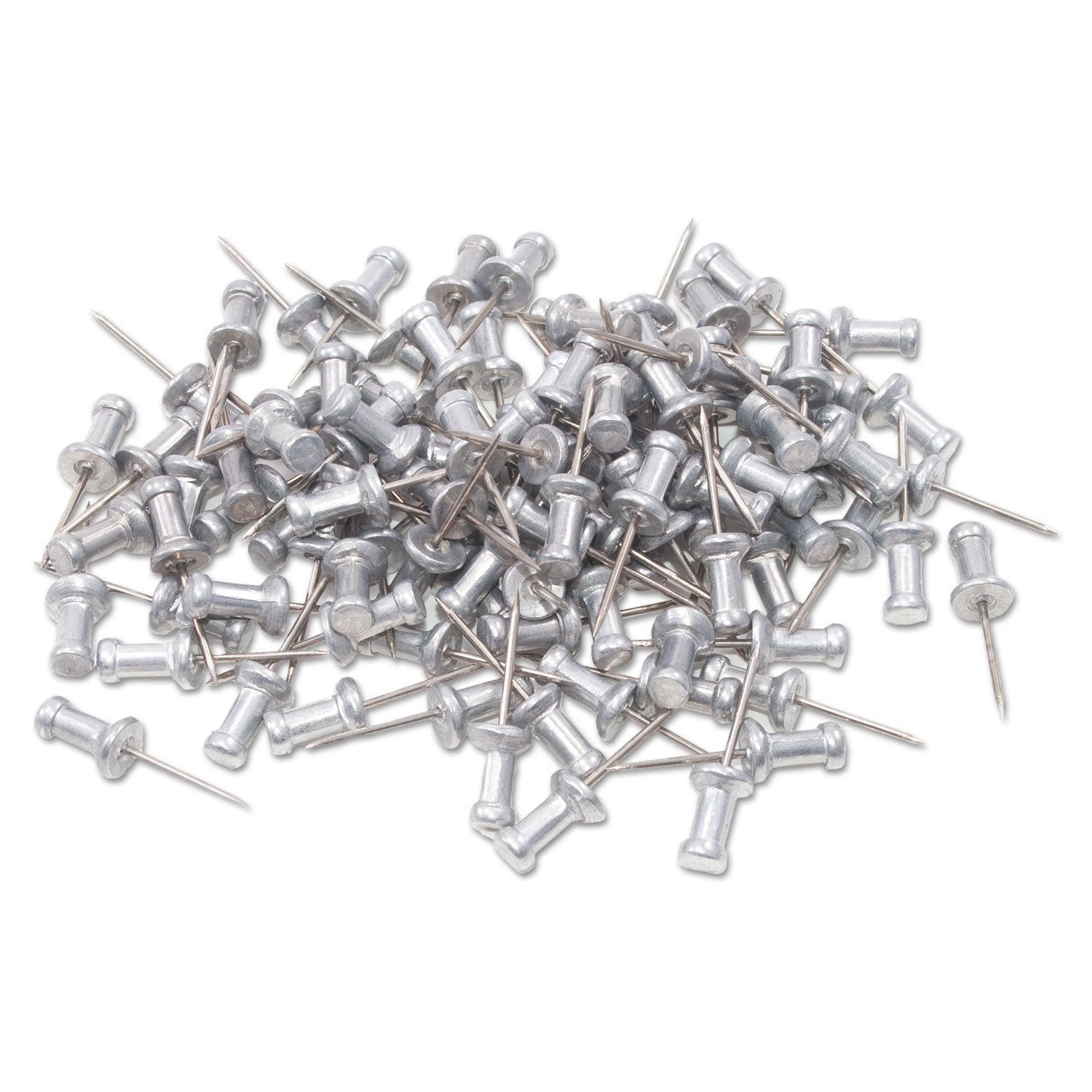 GEM® Aluminum Head Push Pins, Aluminum, Silver, 0.63", 100/Box