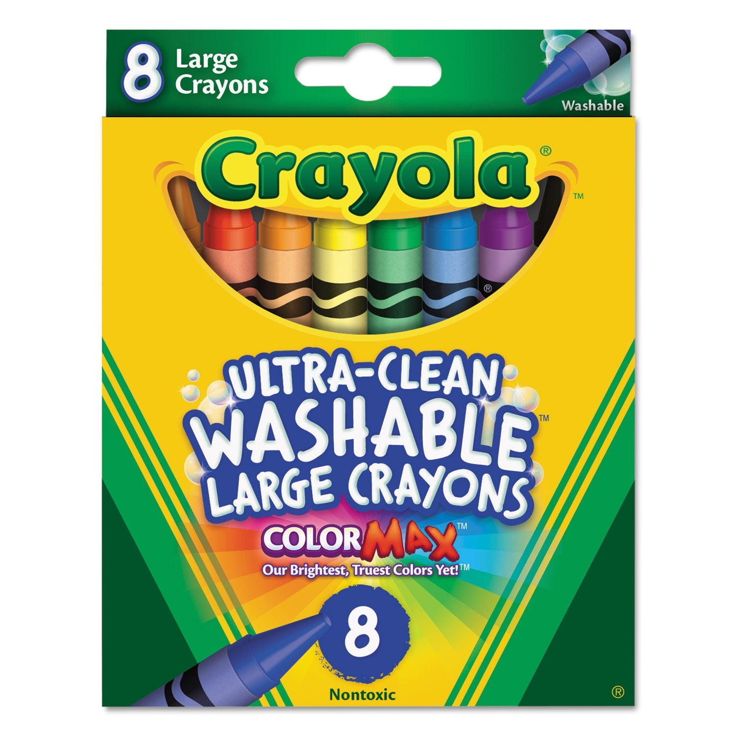 Crayola® Ultra-Clean Washable Crayons, Large, 8 Colors/box