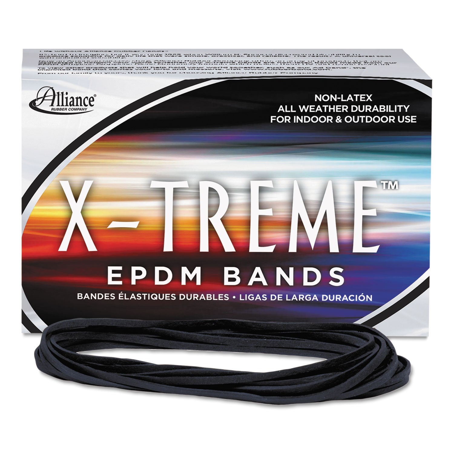 Alliance® X-Treme Rubber Bands, Size 117b, 0.08" Gauge, Black, 1 Lb Box, 200/box