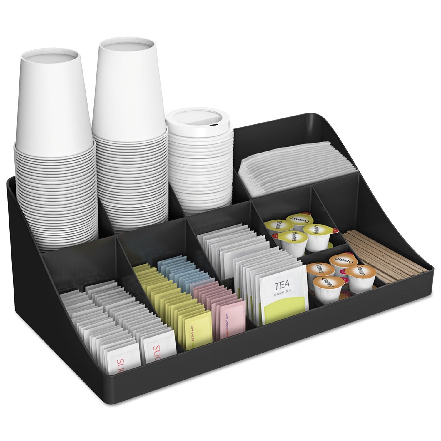 Mind Reader 11-Compartment Coffee Condiment Organizer, 18.25 x 6.63 x 9.78, Black