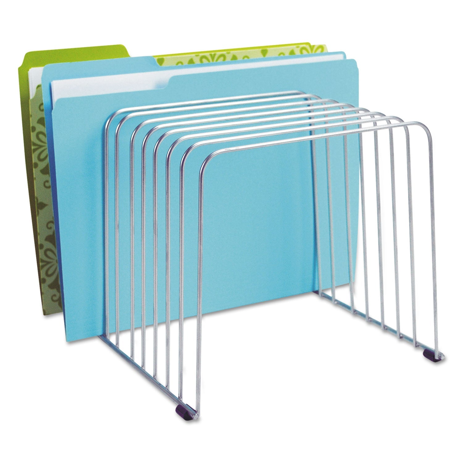 Fellowes® Wire Desktop Organizer, 11 Sections, Letter To Legal Size Files, 9" X 11.38" X 8", Silver