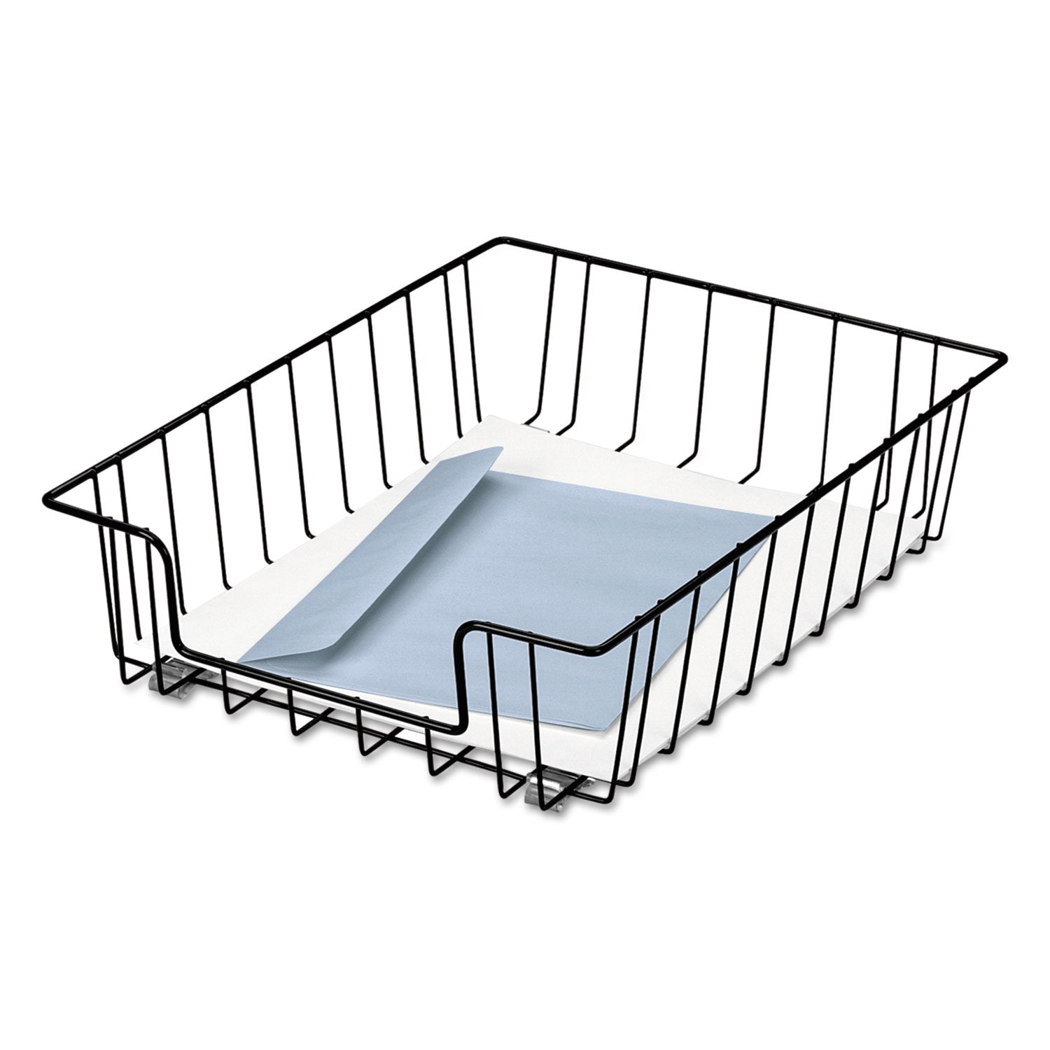 Fellowes® Wire Desk Tray Organizer, 1 Section, Letter Size Files, 10" X 14.13" X 3", Black