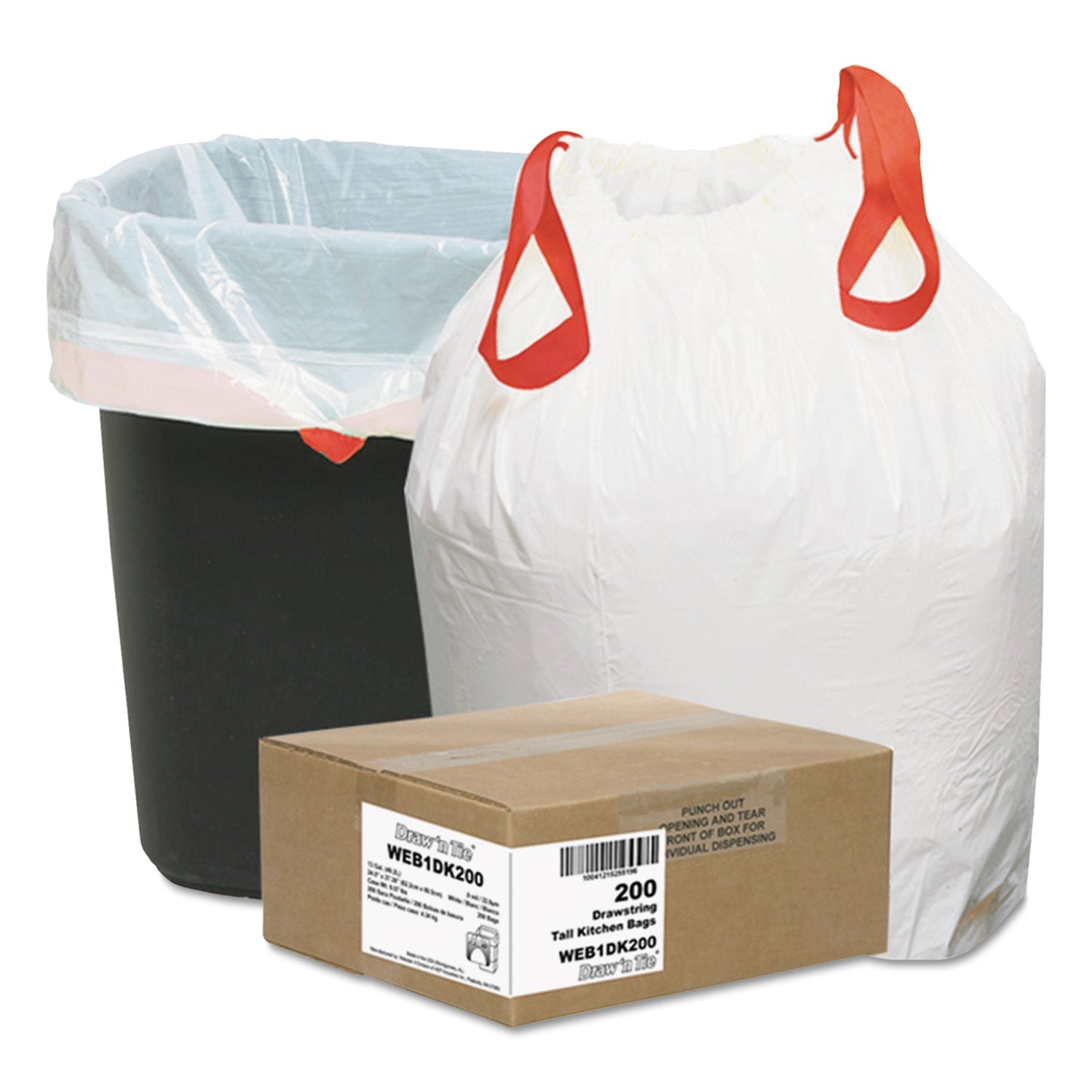 Heavy-Duty Trash Bags | Drawstring, 13 gal | 200/Bx