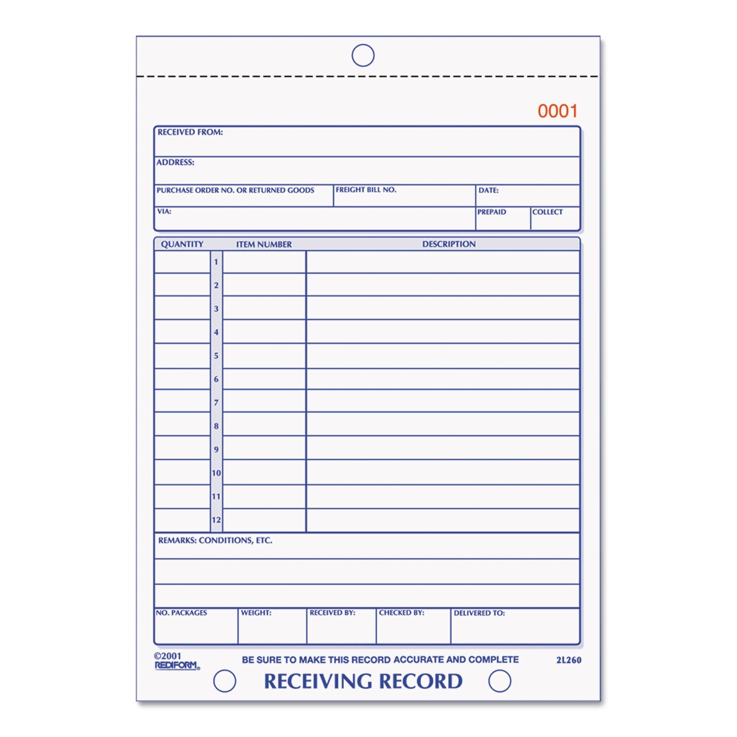 Receiving Record Book | 3-Part Carbonless, Rediform®