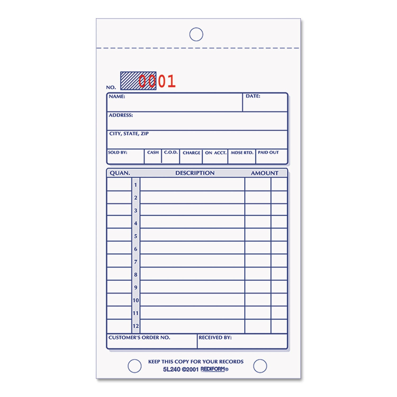 Sales Book | Two-Part Carbonless, 50 Forms