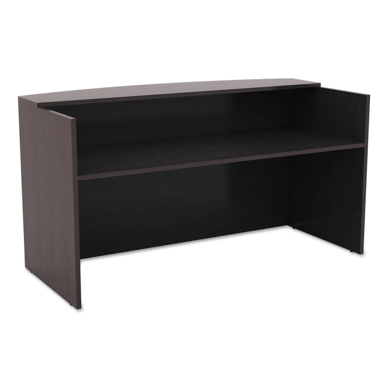 Alera® Alera Valencia Series Reception Desk With Transaction Counter, 71" X 35.5" X 29.5" To 42.5", Espresso