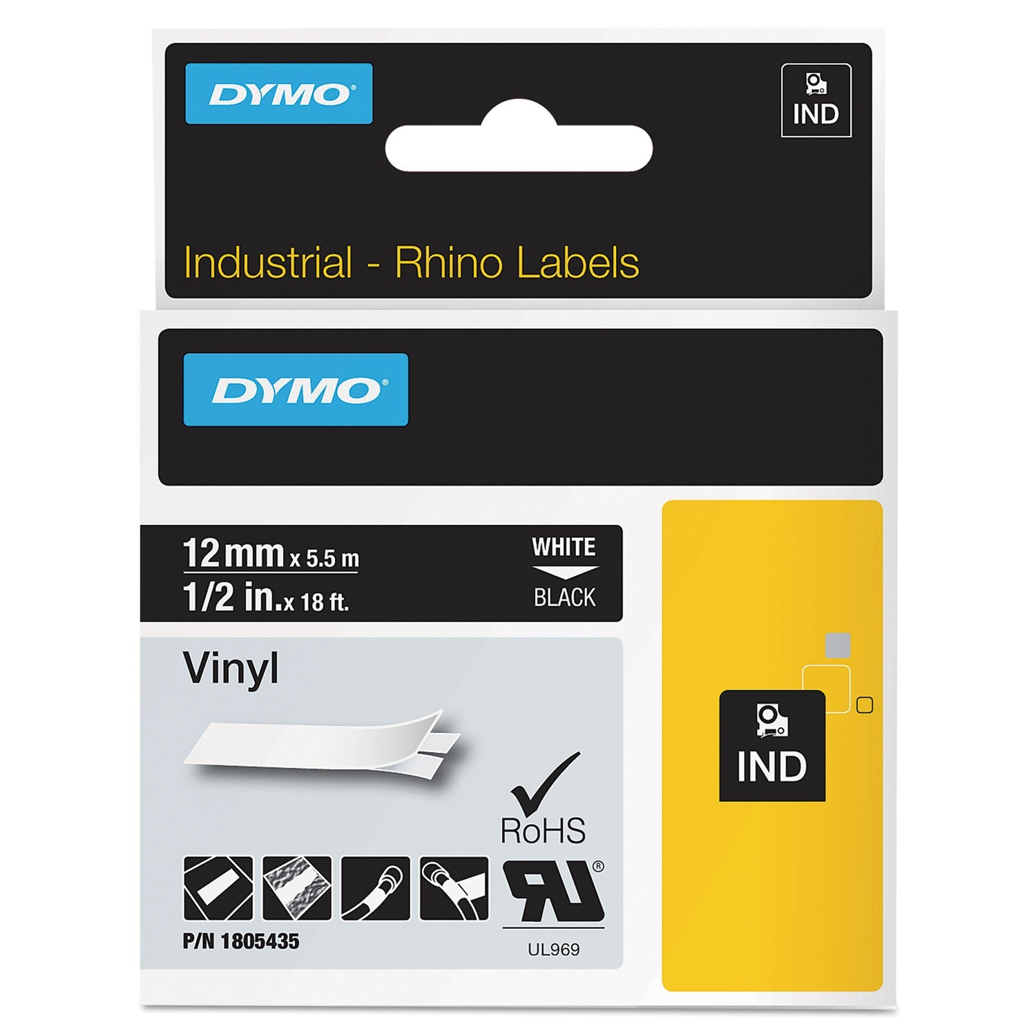 Permanent Vinyl Label Tape | DYMO® Rhino 0.5"