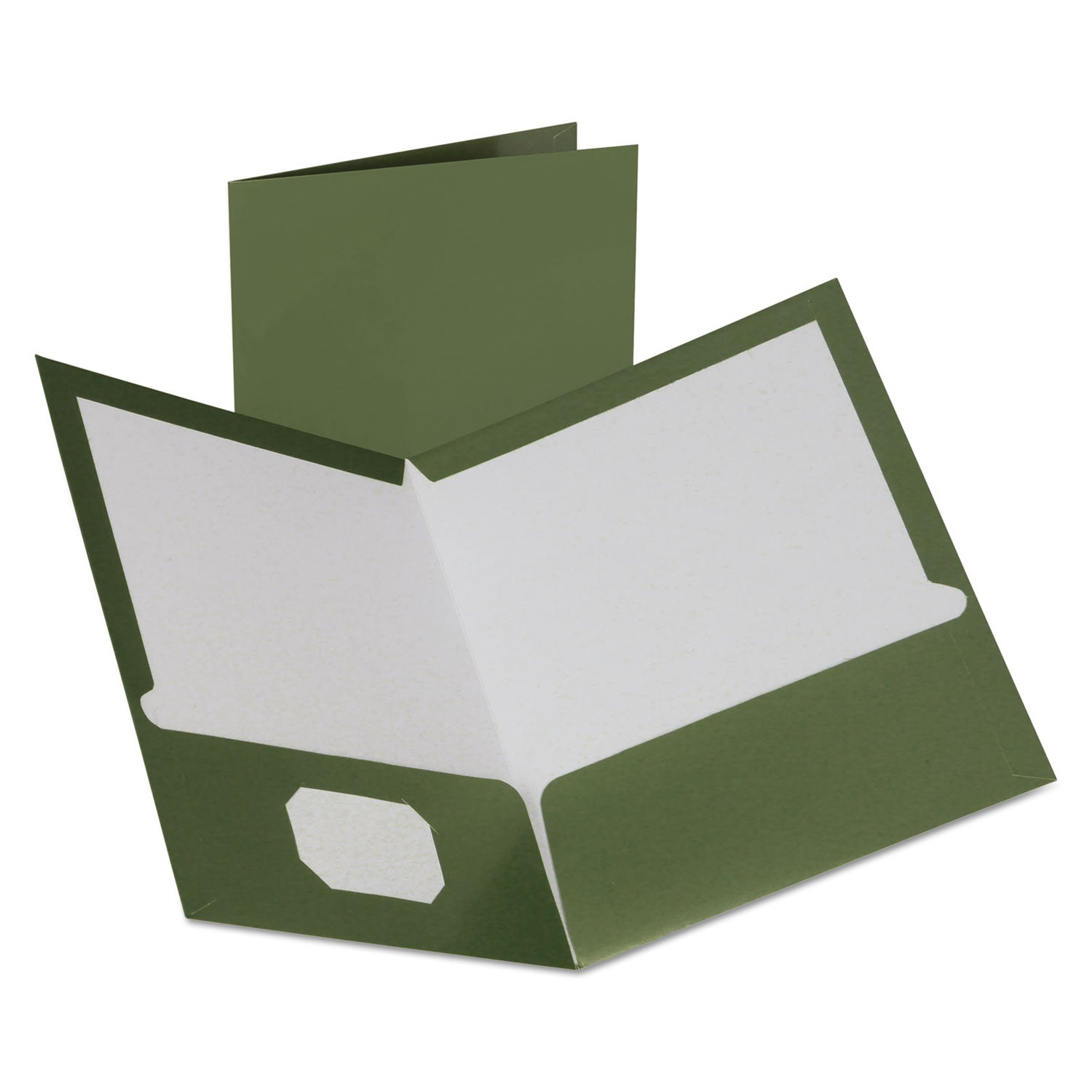 Oxford™ Two-Pocket Laminated Folder, 100-Sheet Capacity, 11 X 8.5, Metallic Green, 25/box