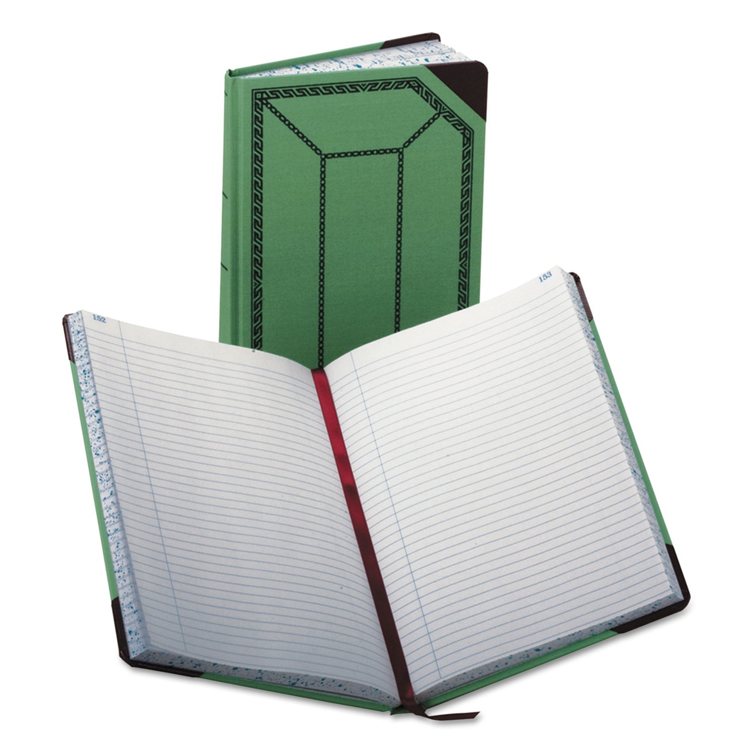 Boorum & Pease® Account Record Book, Record-Style Rule, Green/black/red Cover, 12.13 X 7.44 Sheets, 300 Sheets/book