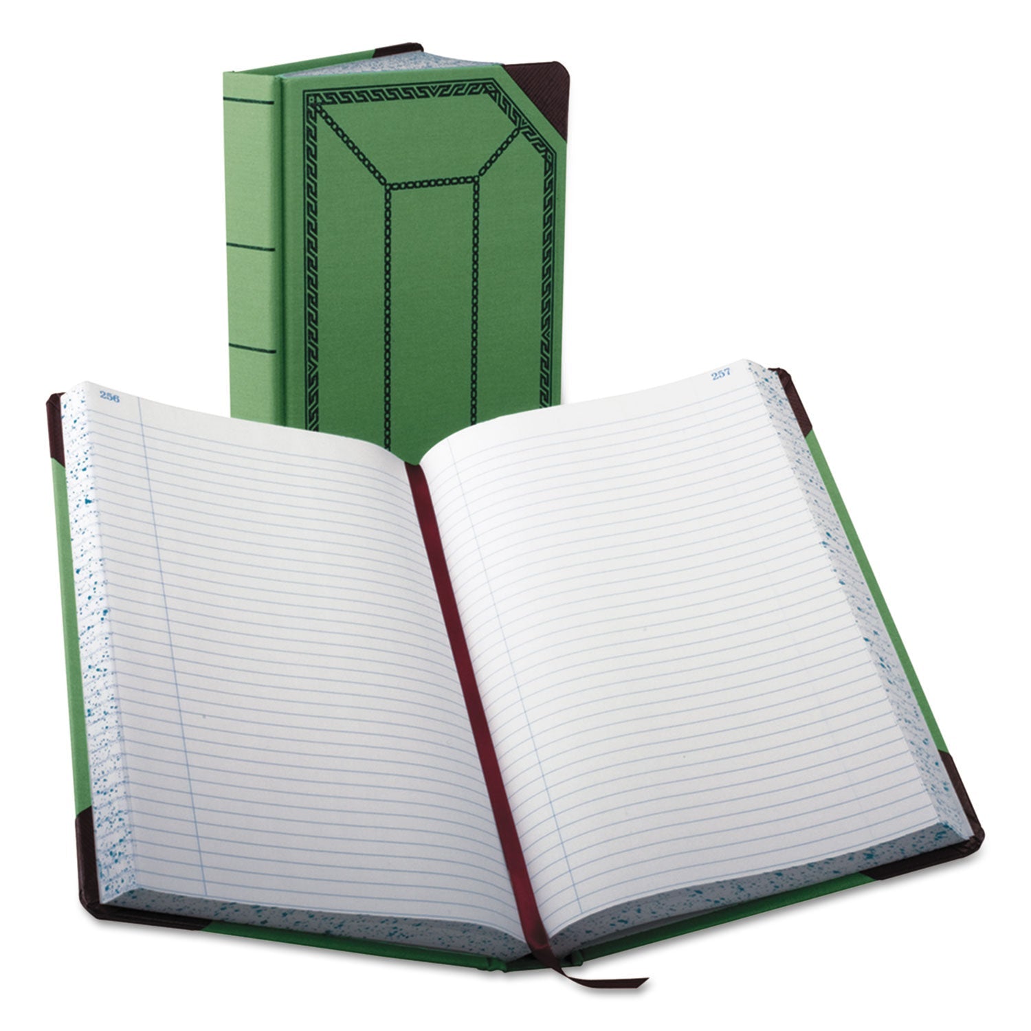 Boorum & Pease® Account Record Book, Record-Style Rule, Green/black/red Cover, 12.13 X 7.44 Sheets, 500 Sheets/book