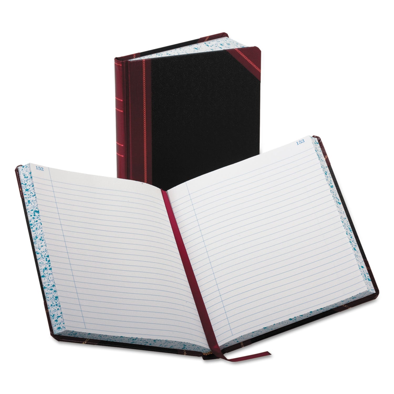 Boorum & Pease® Account Record Book, Record-Style Rule, Black/red/gold Cover, 9.25 X 7.31 Sheets, 300 Sheets/book