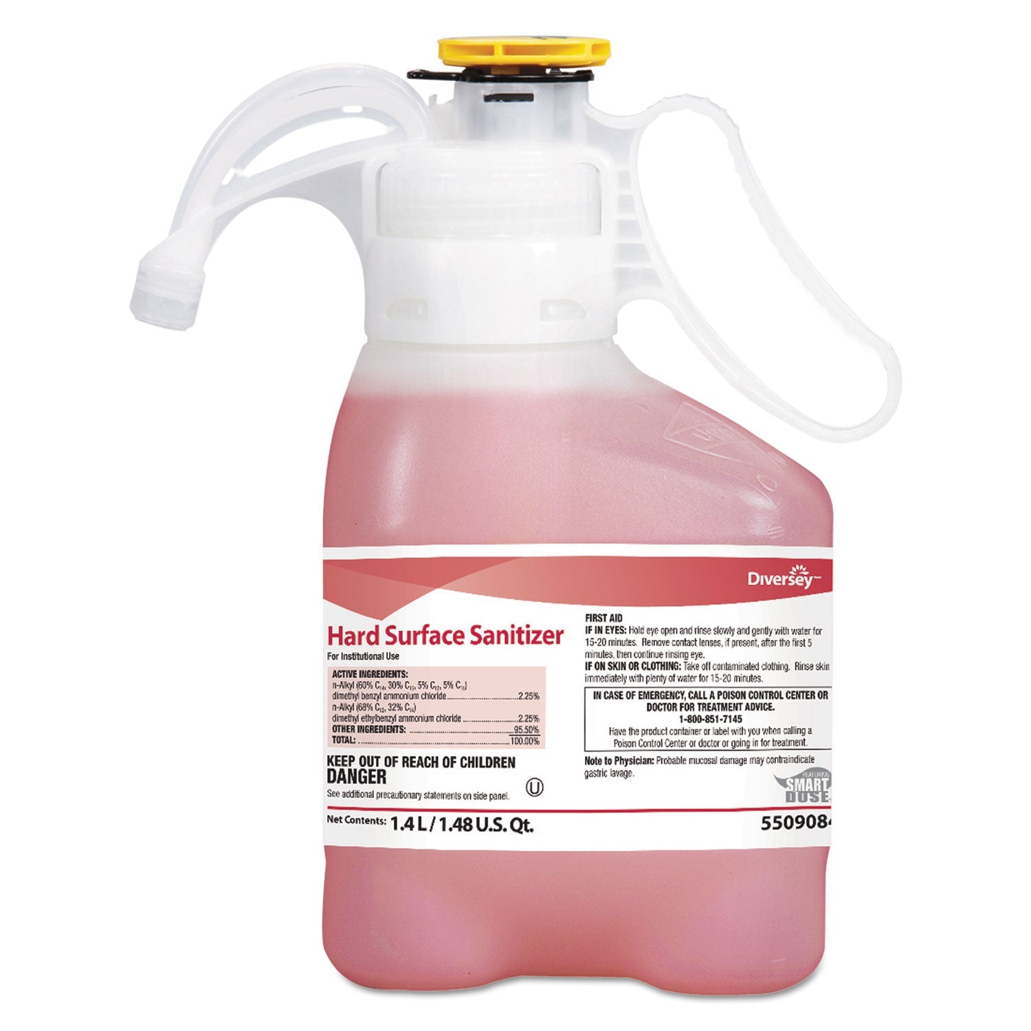 Diversey™ Hard Surface Sanitizer, Red, 1.4 L Bottle, 2/carton