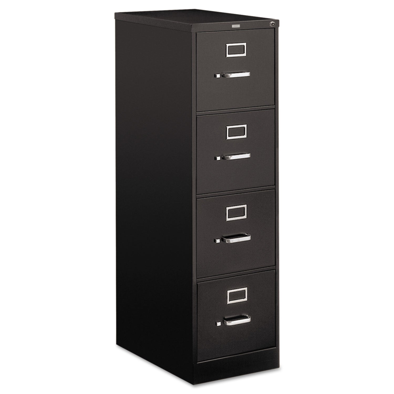 HON® 510 Series Vertical File, 4 Letter-Size File Drawers, Black, 15" X 25" X 52"