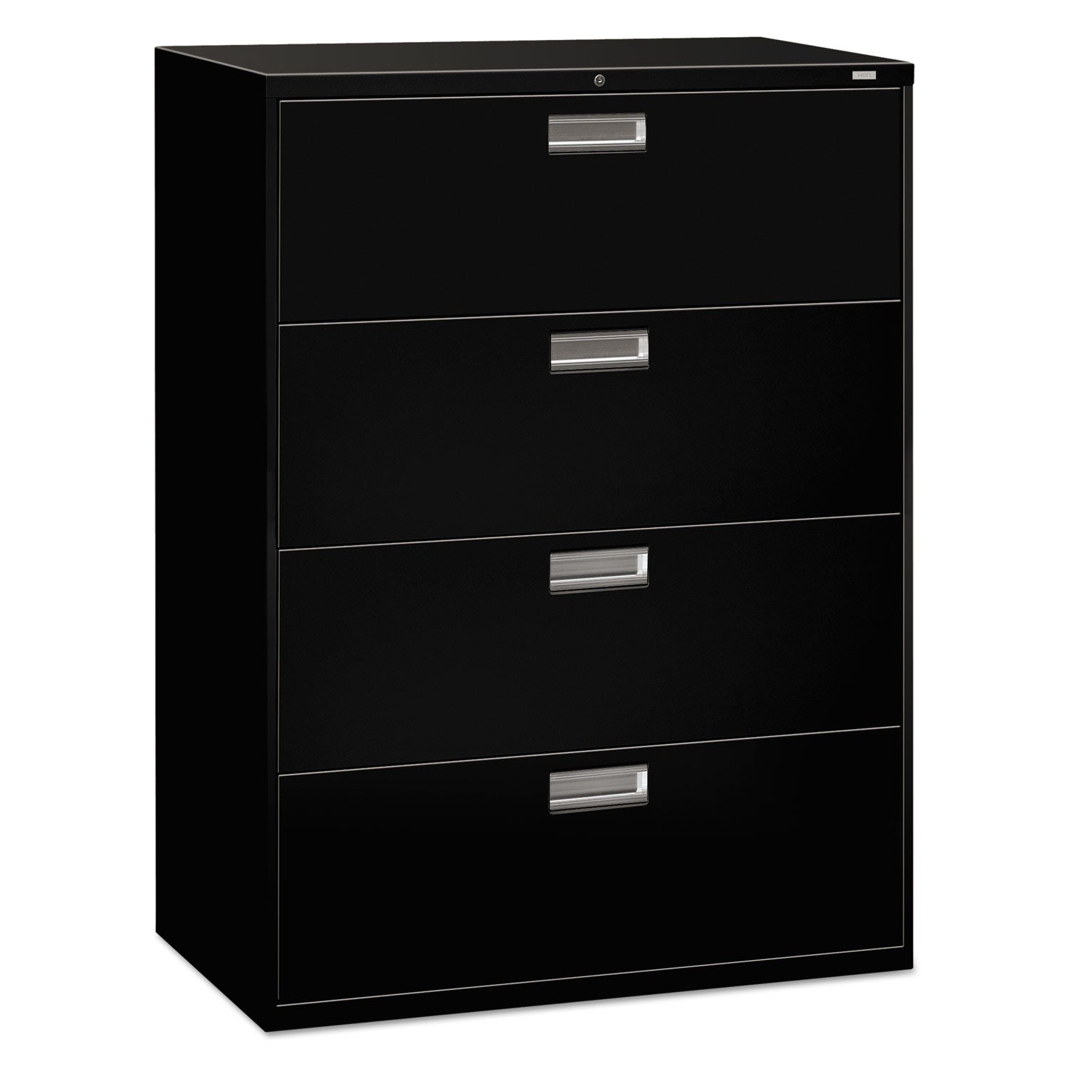 HON® Brigade 600 Series Lateral File, 4 Legal/letter-Size File Drawers, Black, 42" X 18" X 52.5"