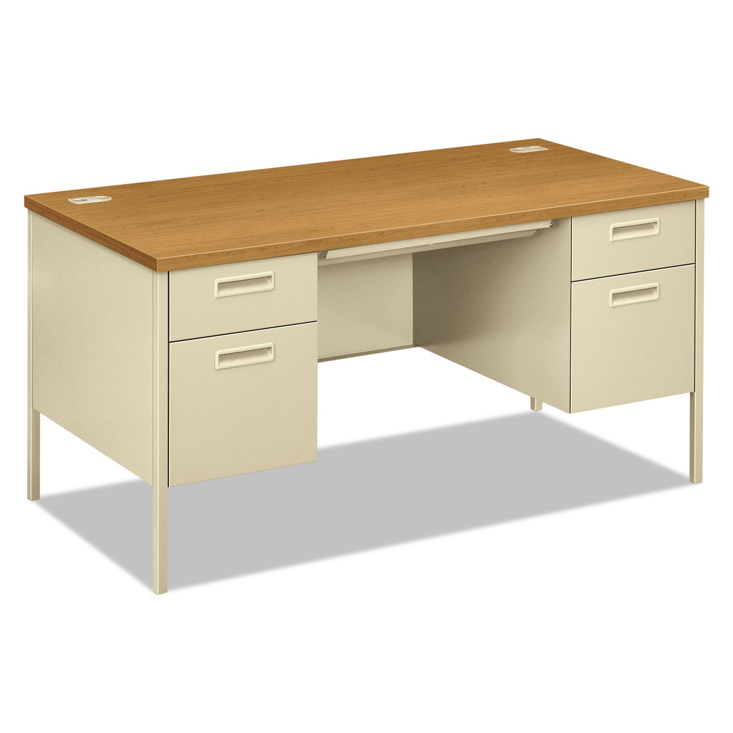 Double Pedestal Desk | 60" Harvest/Putty
